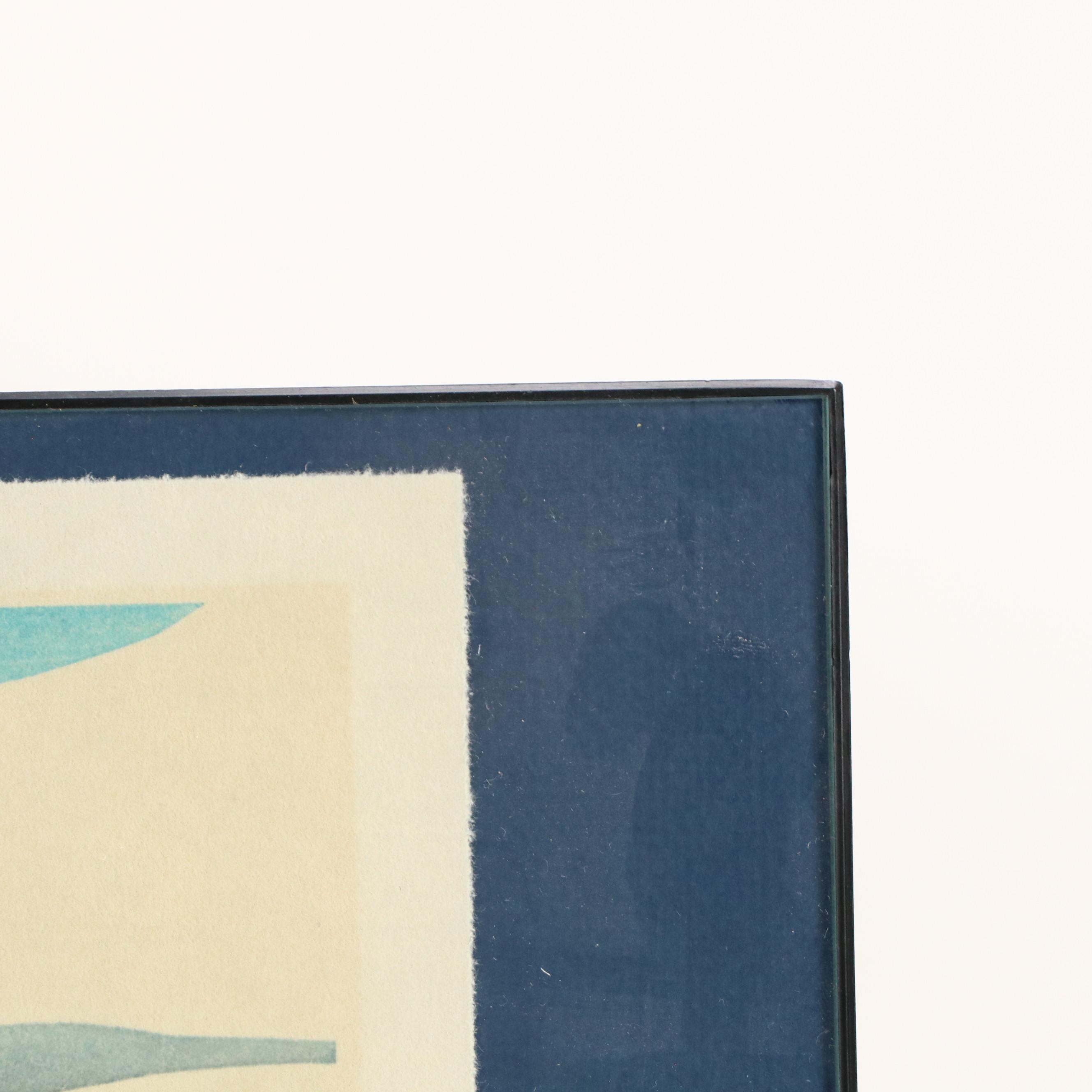 Toshijiro Inagaki Woodblock of Evening Sky with Full Moon, Circa 1948