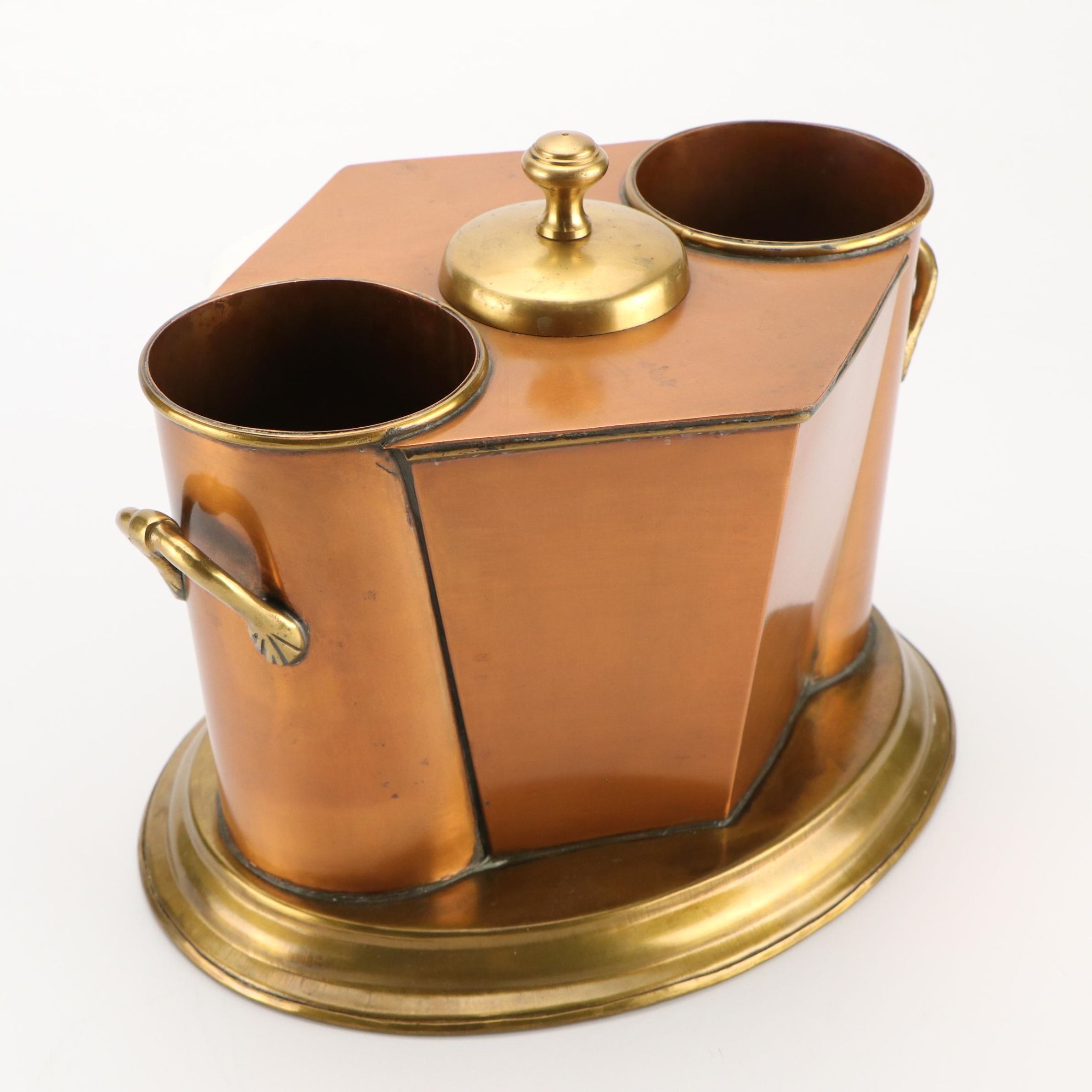 Global Views Georgian Style Copper and Brass Two-Bottle Wine Chiller