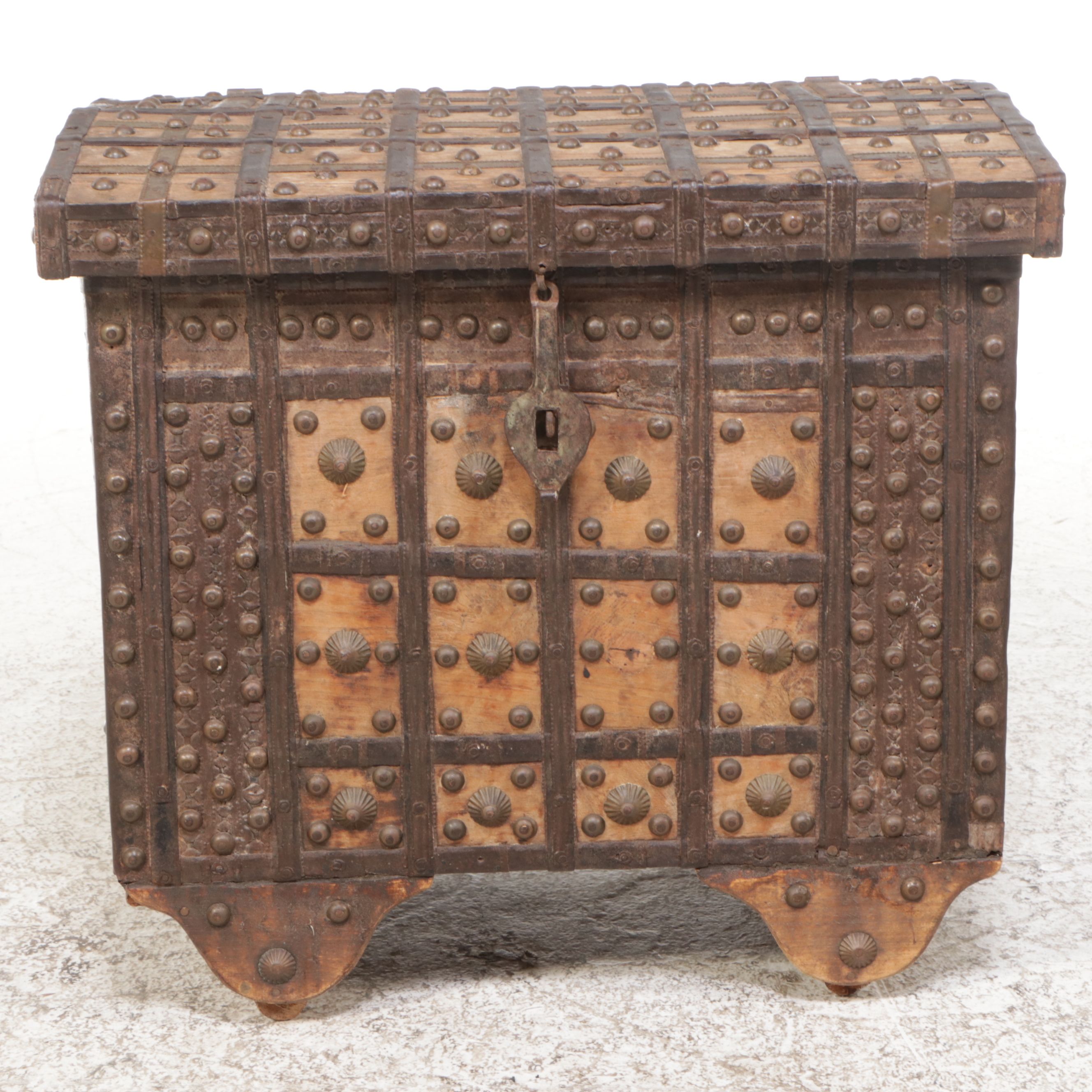 Anglo-Indian Iron Bound Wood Dowry Chest