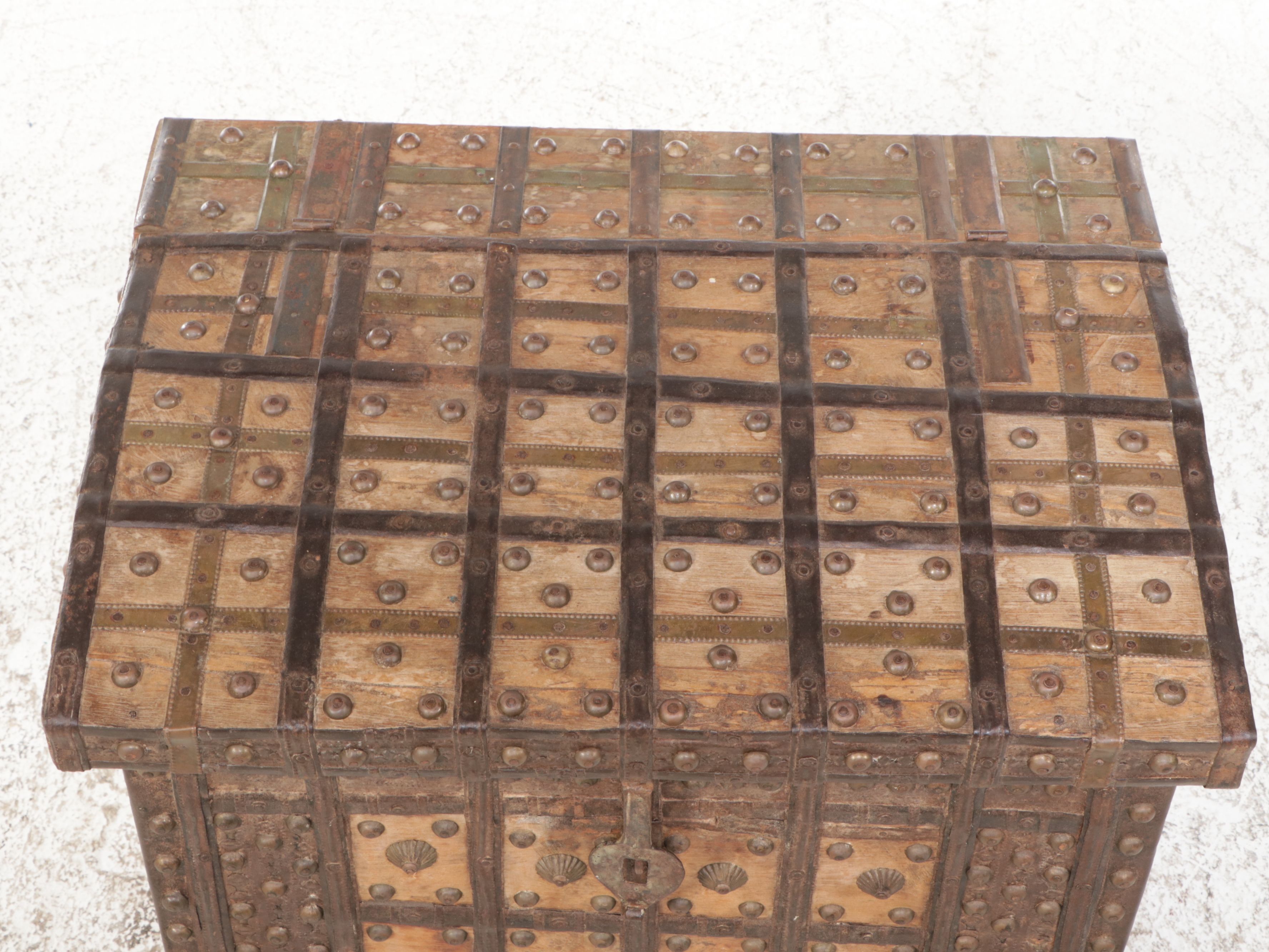 Anglo-Indian Iron Bound Wood Dowry Chest