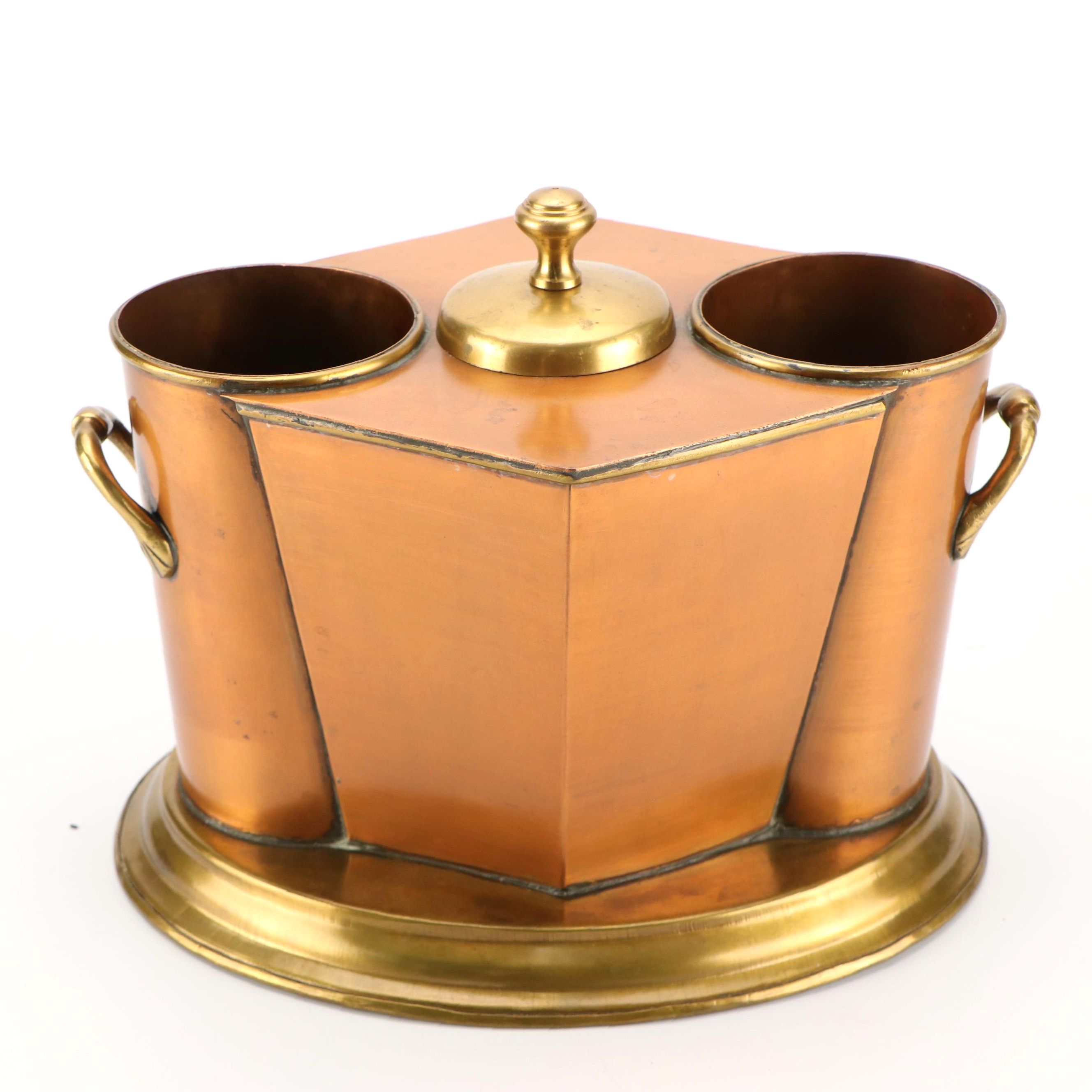 Global Views Georgian Style Copper and Brass Two-Bottle Wine Chiller