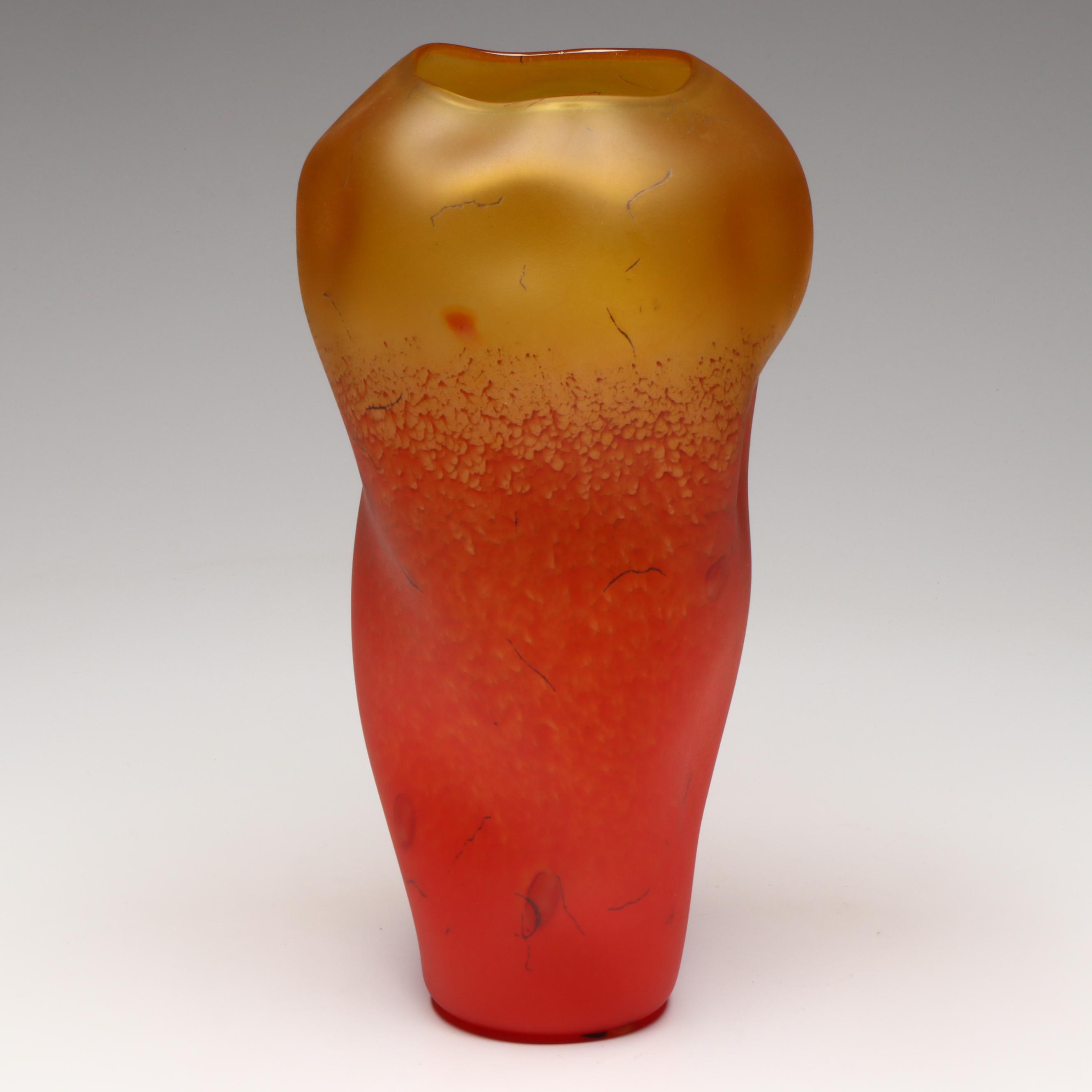 Curtis Brock Glass Freeform Art Glass Vase