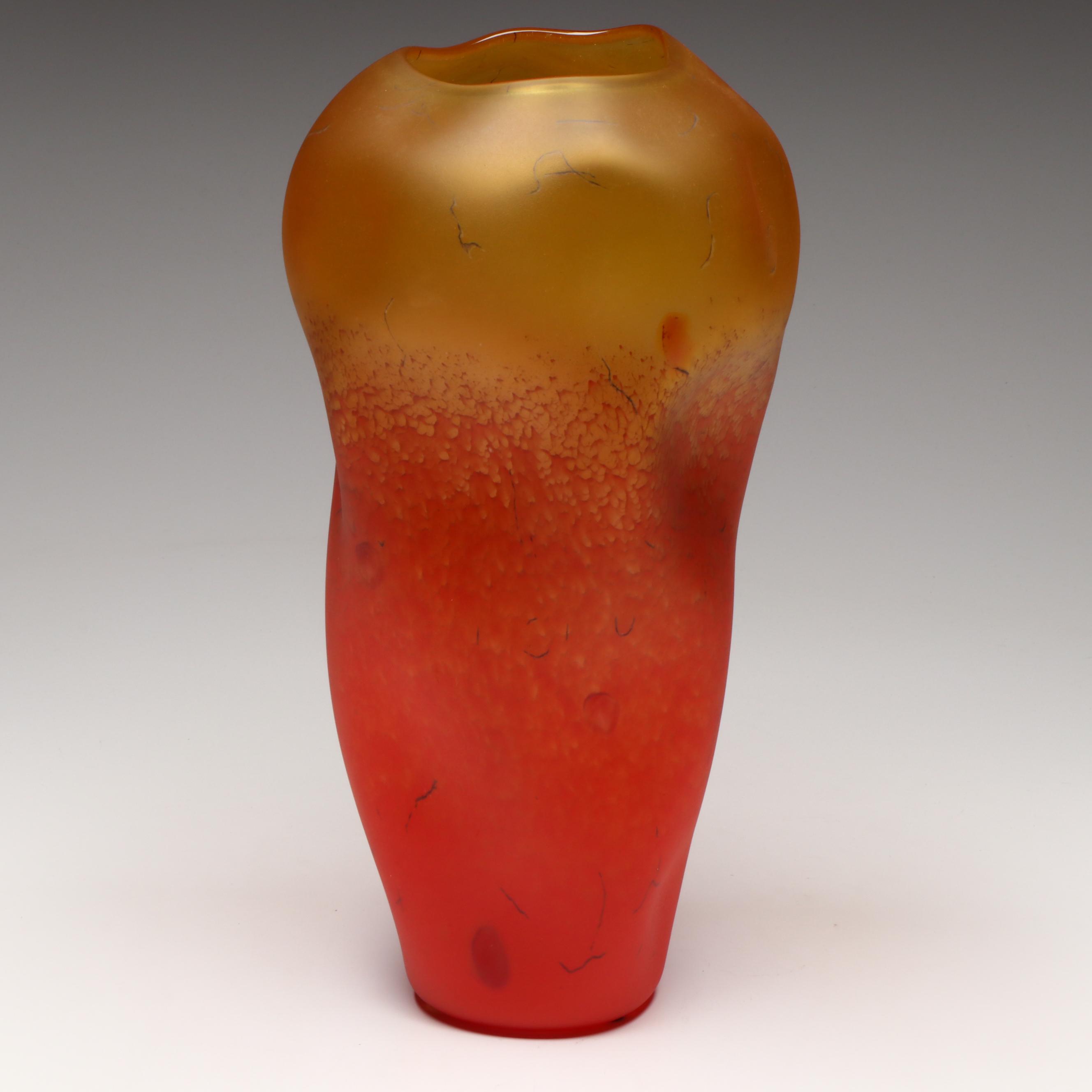 Curtis Brock Glass Freeform Art Glass Vase