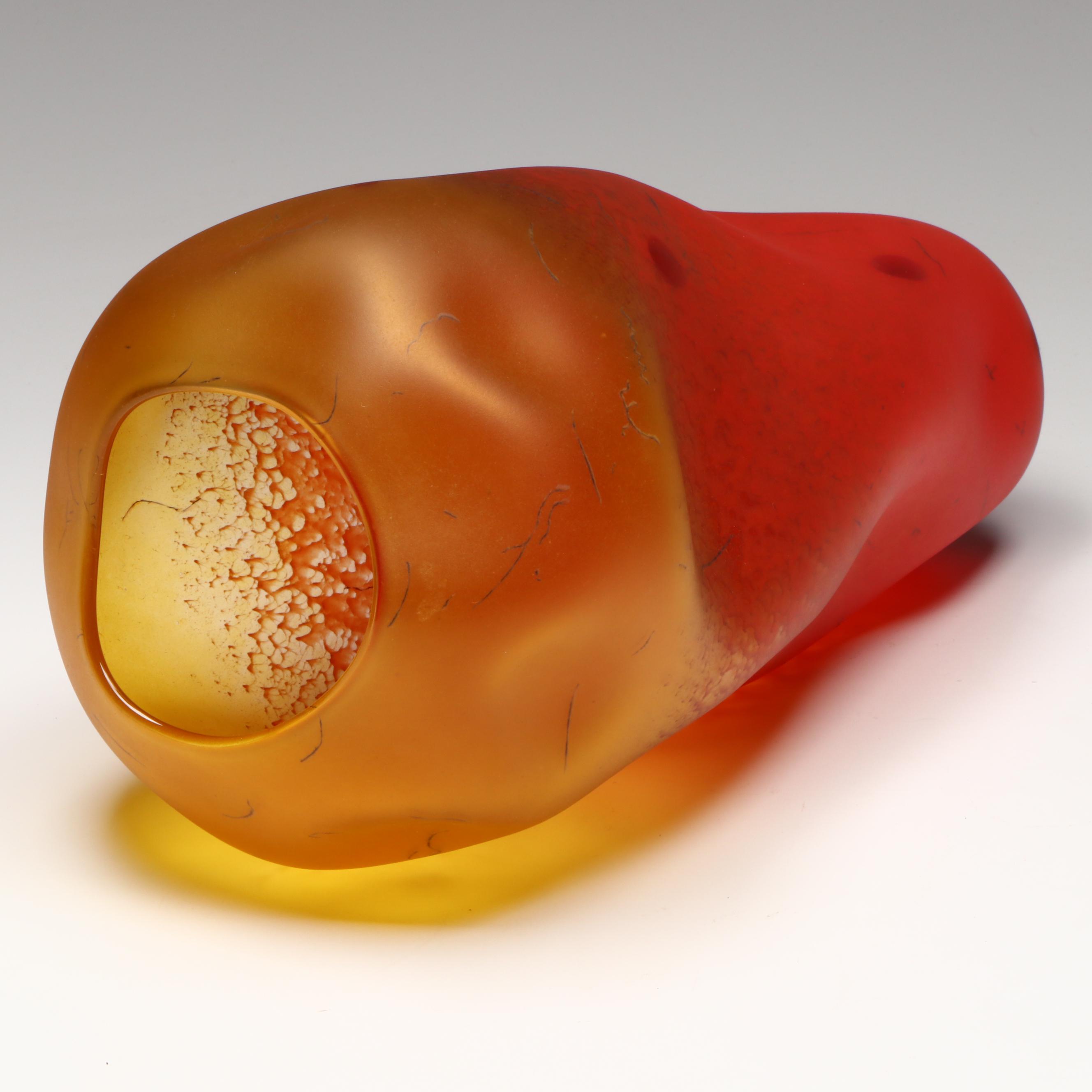 Curtis Brock Glass Freeform Art Glass Vase