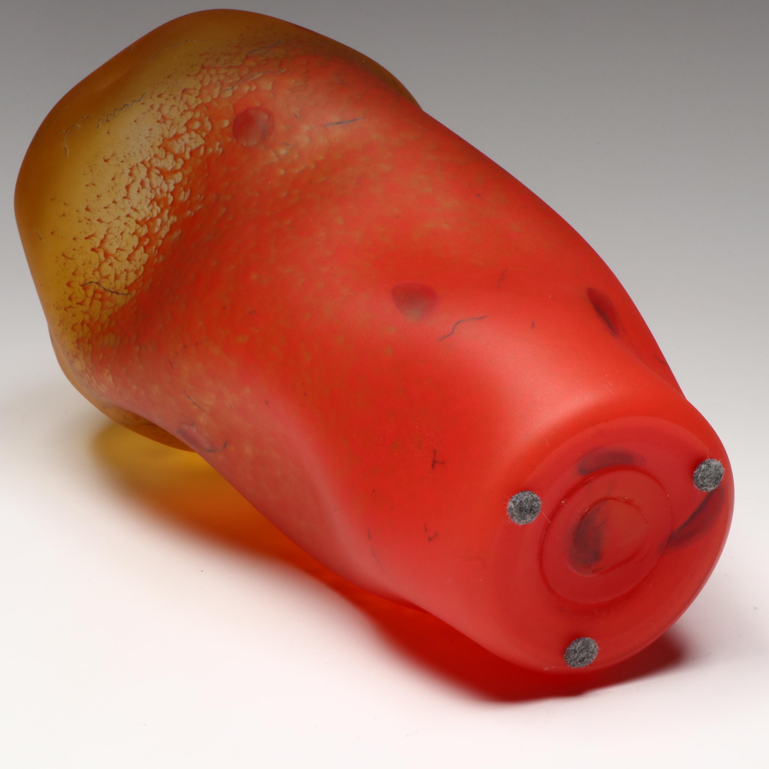 Curtis Brock Glass Freeform Art Glass Vase