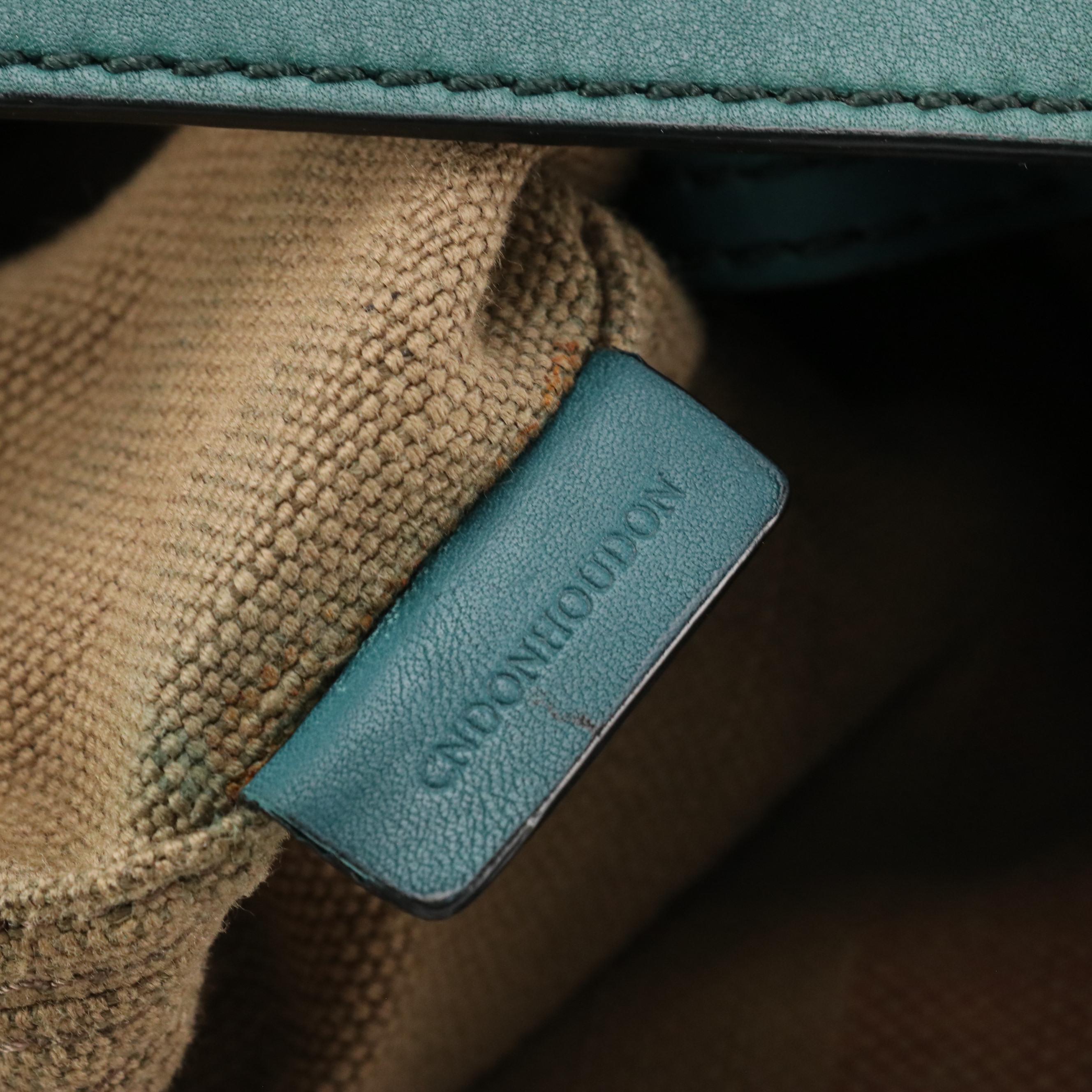 Burberry Ashby Bucket Bag in "Exploded Check" Canvas and Green Leather