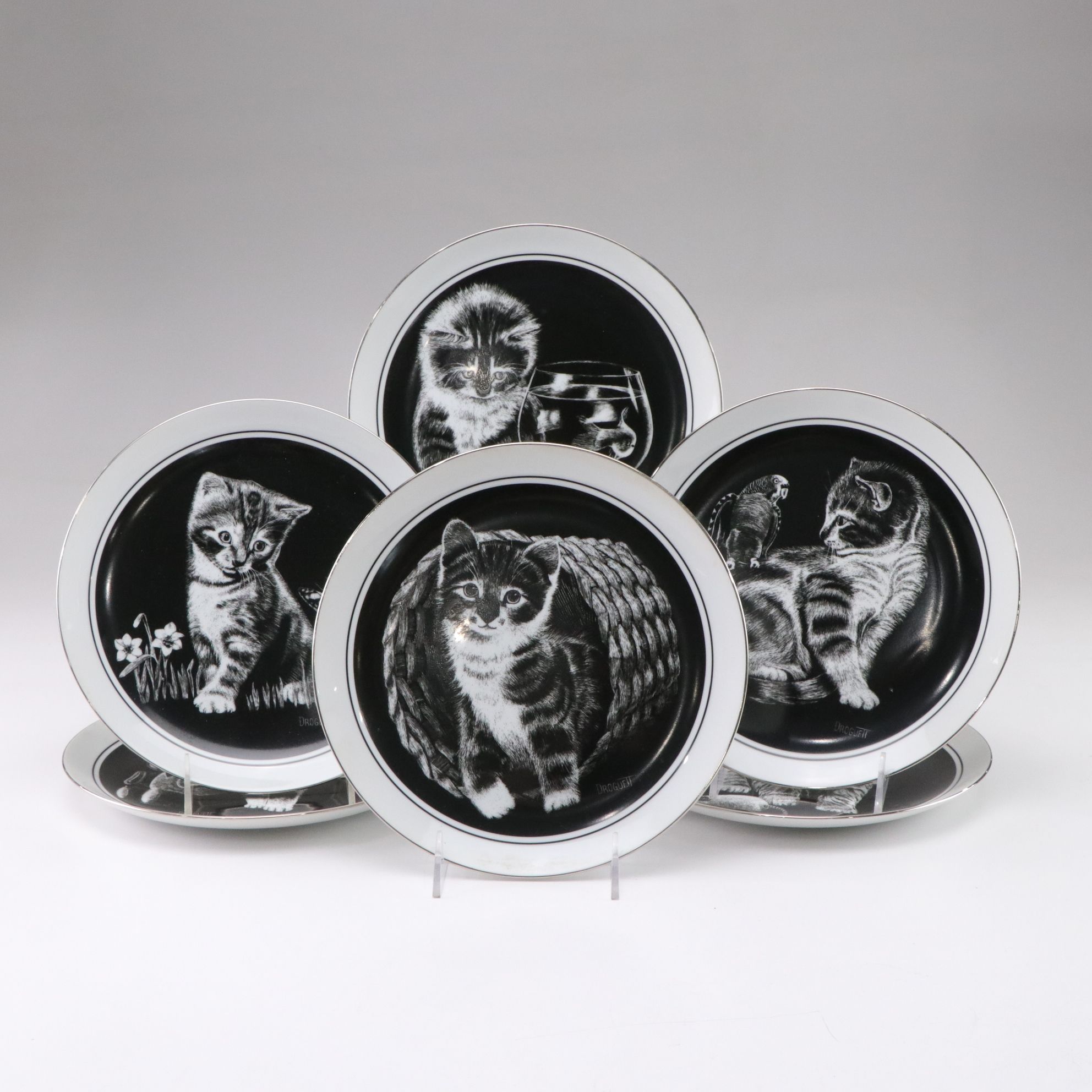 Rudy Droguett "Kitten's World" Collector Plates by Royal Cornwall, Set of Six