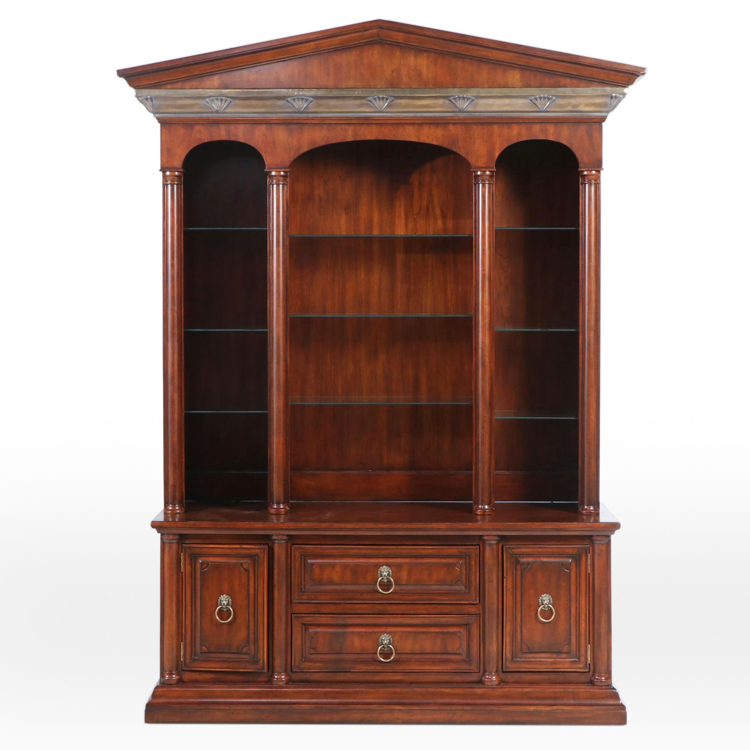 La Barge Empire Style Illuminated Mahogany China Cabinet
