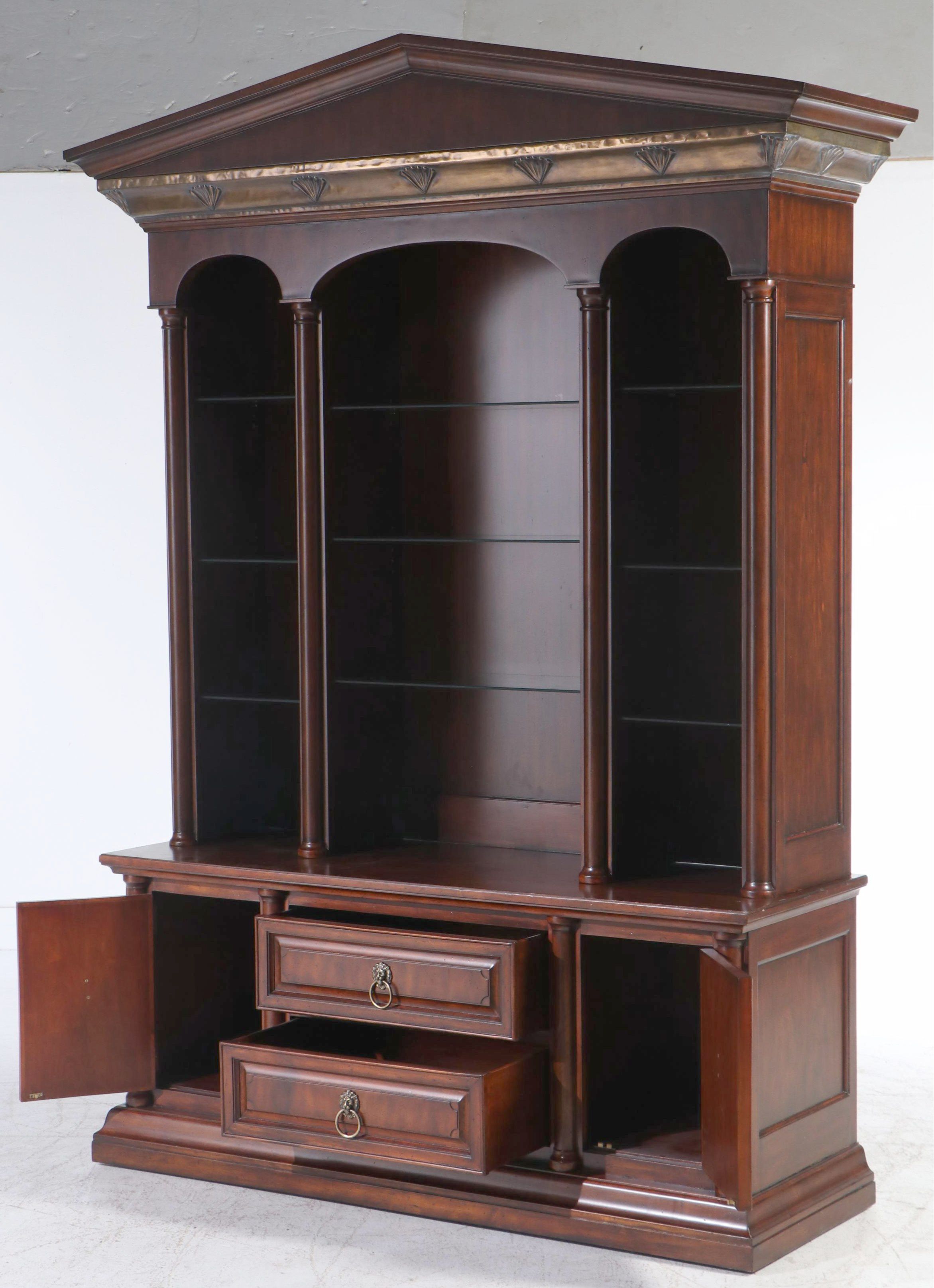 La Barge Empire Style Illuminated Mahogany China Cabinet