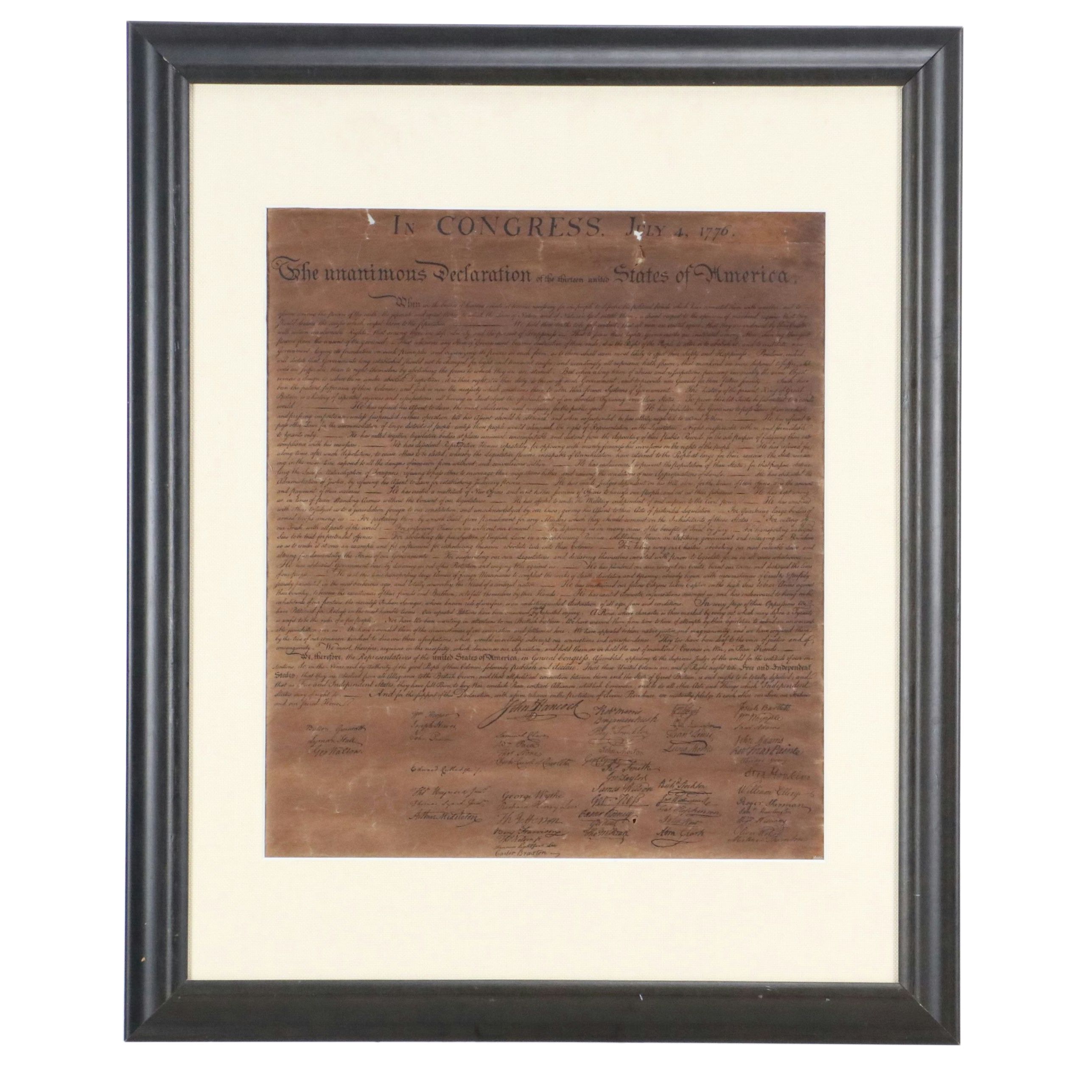 Declaration of Independence Replica Engraving