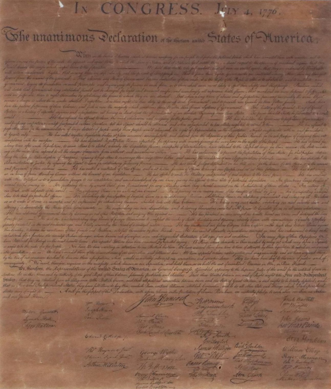 Declaration of Independence Replica Engraving