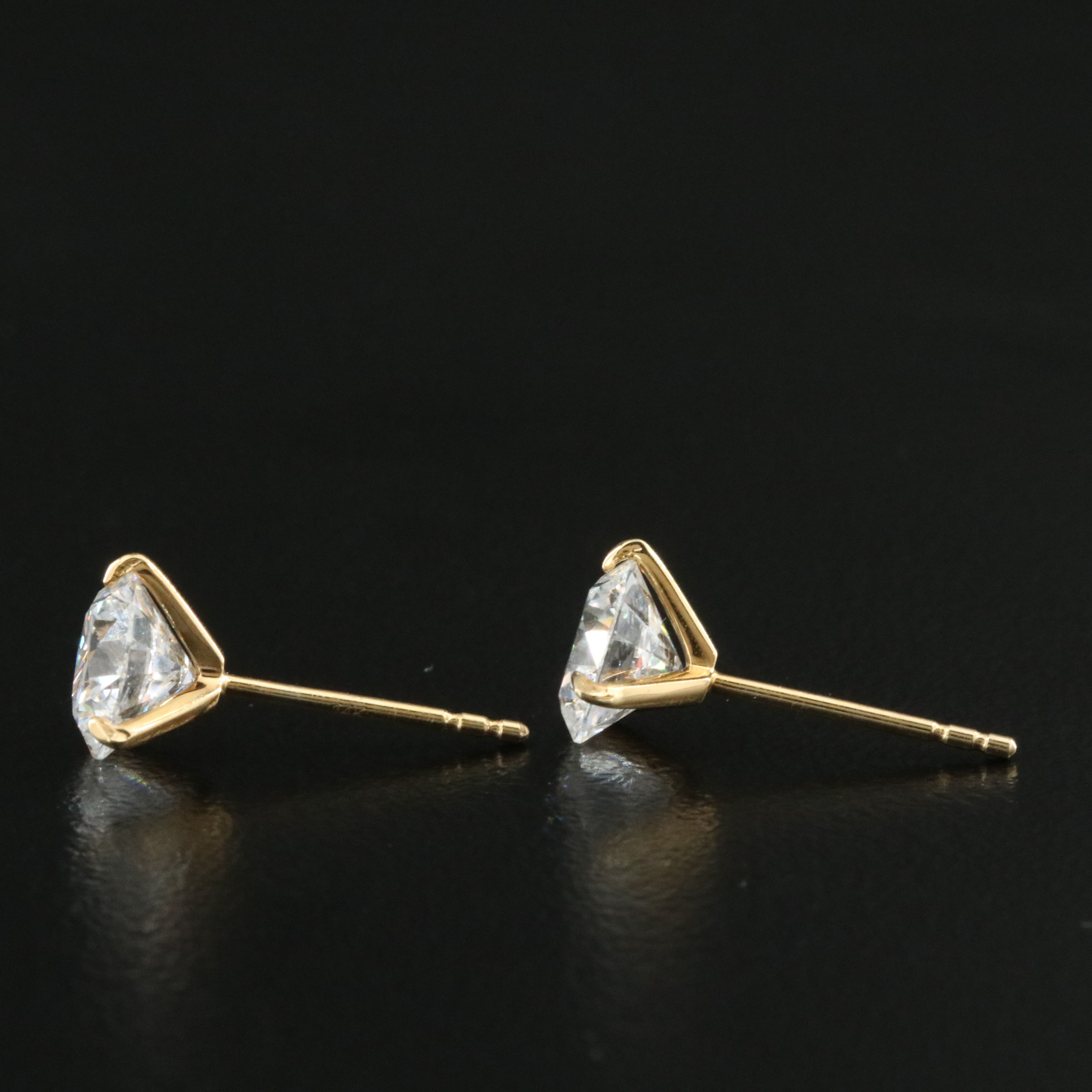 14K 2.00 CTW Lab Grown Diamond Solitaire Stud Earrings