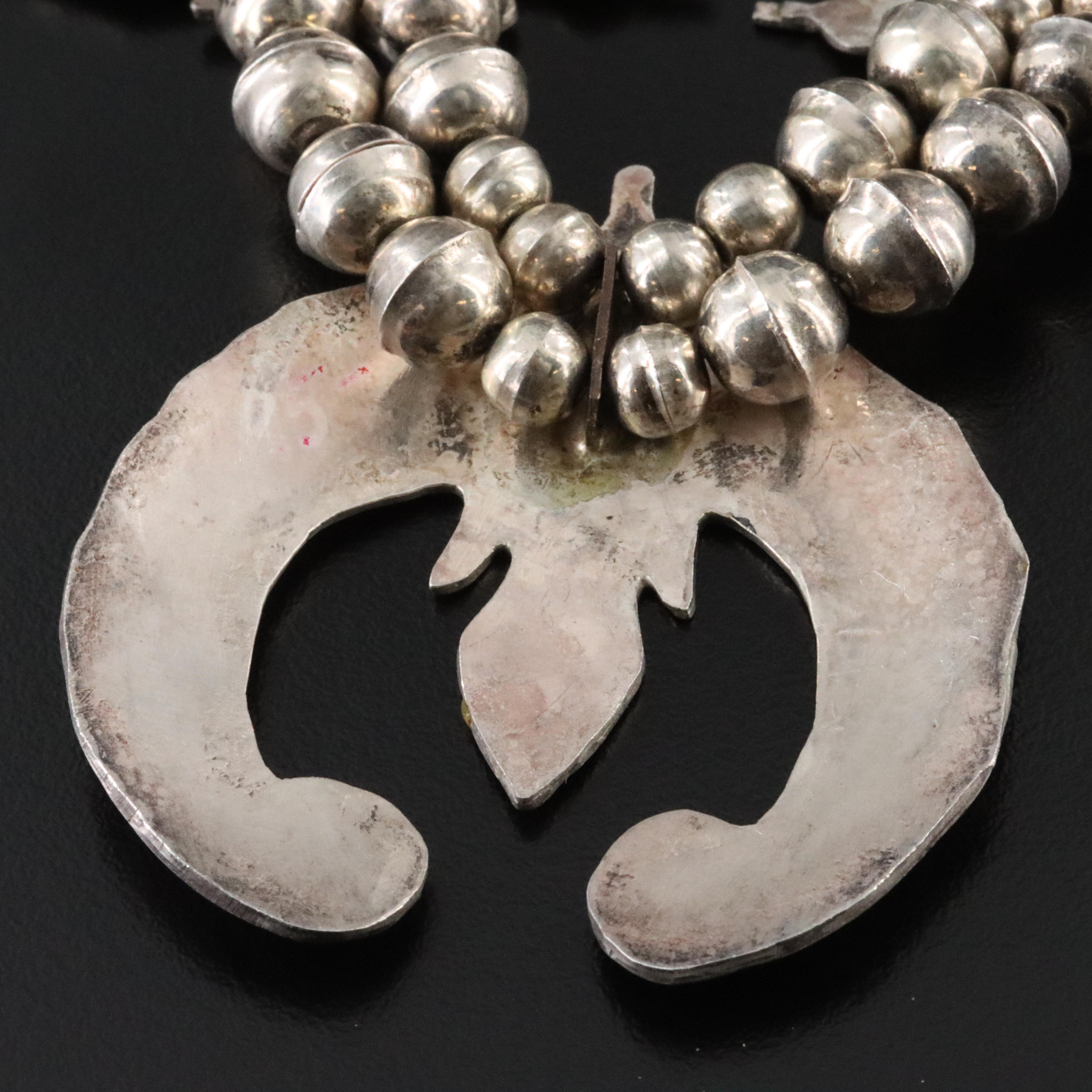 Southwestern Sterling Turquoise and Coral Thunderbird Necklace