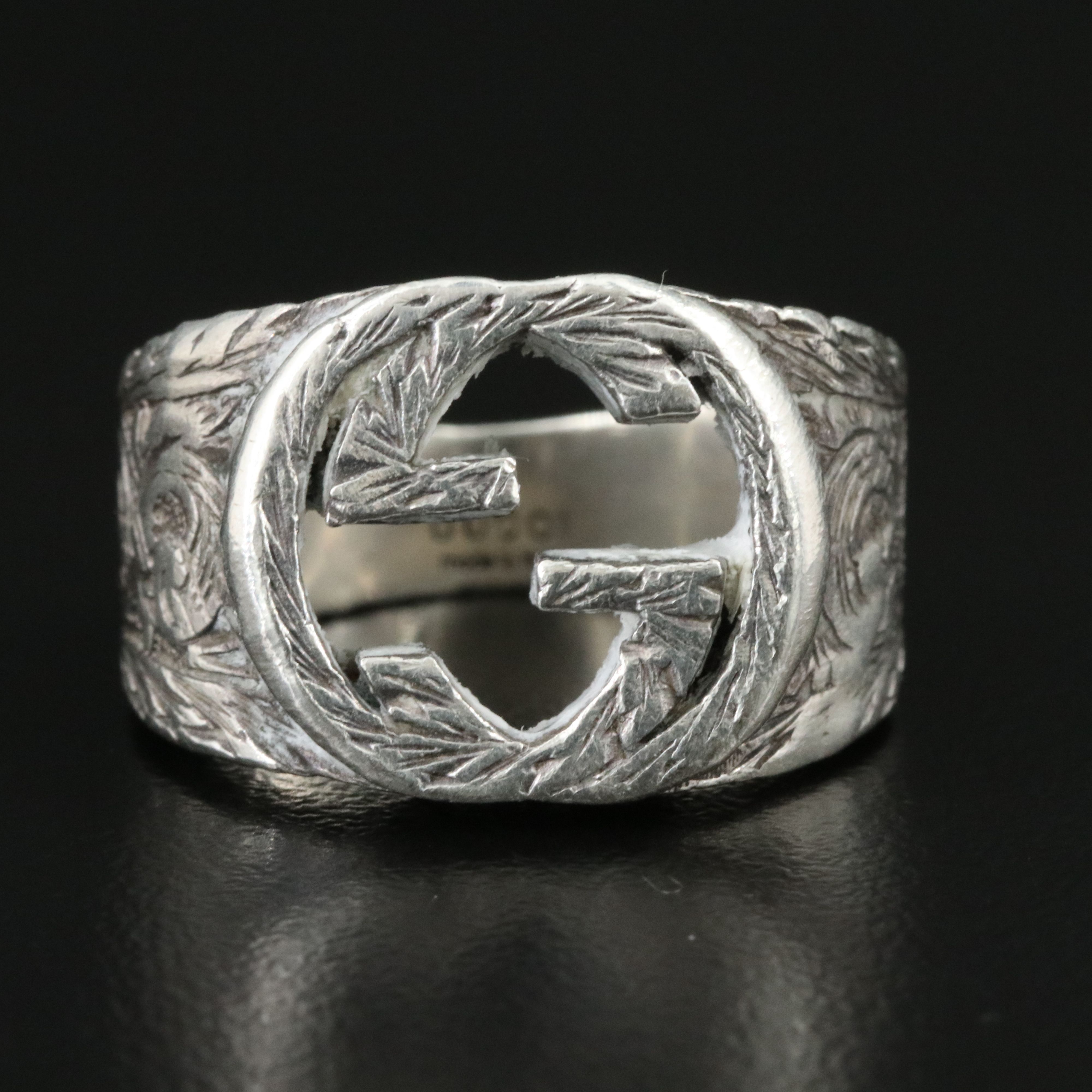 Gucci Sterling Interlocking G Signet Ring