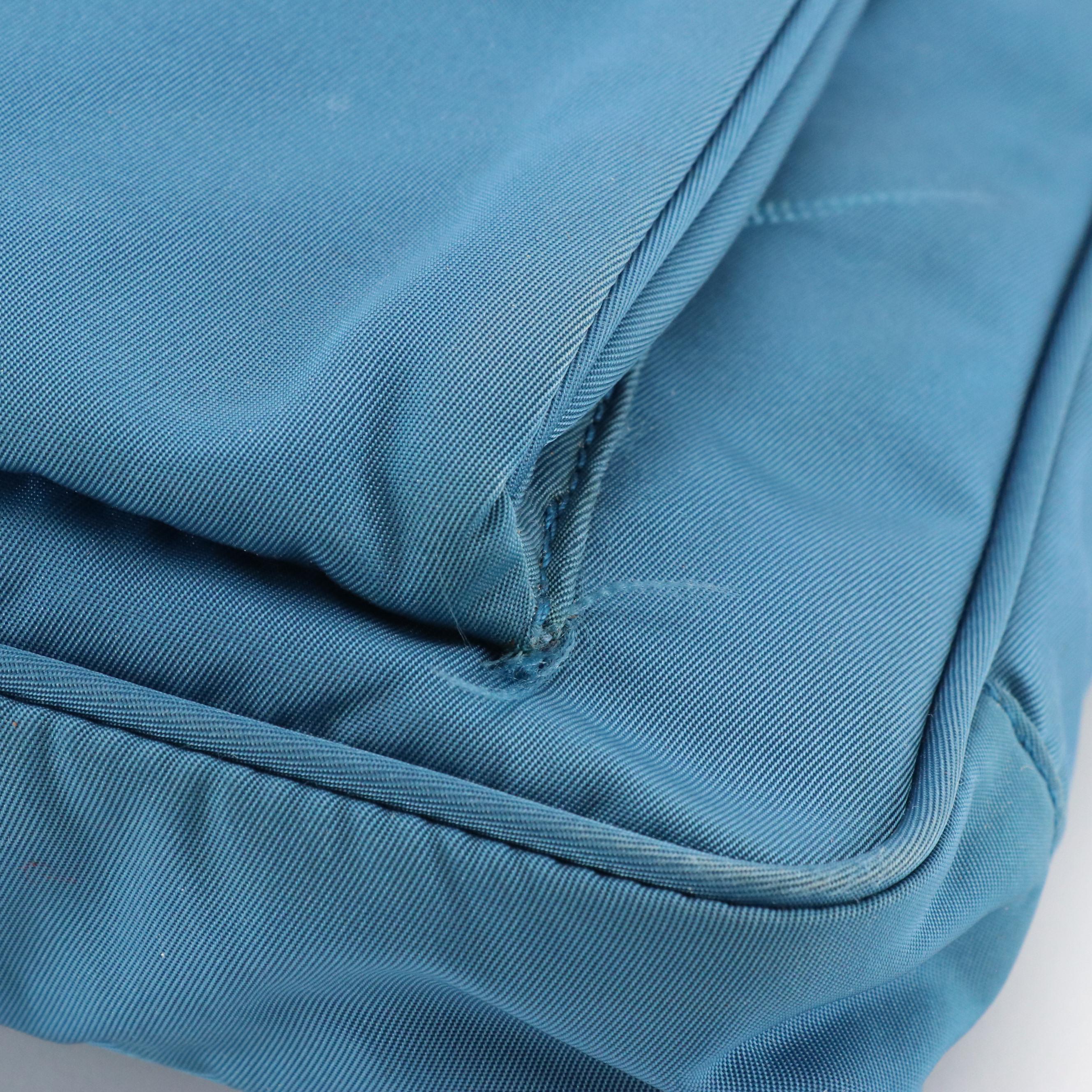 Prada Front Pocket Messenge Crossbody Bag in Blue Tessuto Nylon and Leather Trim