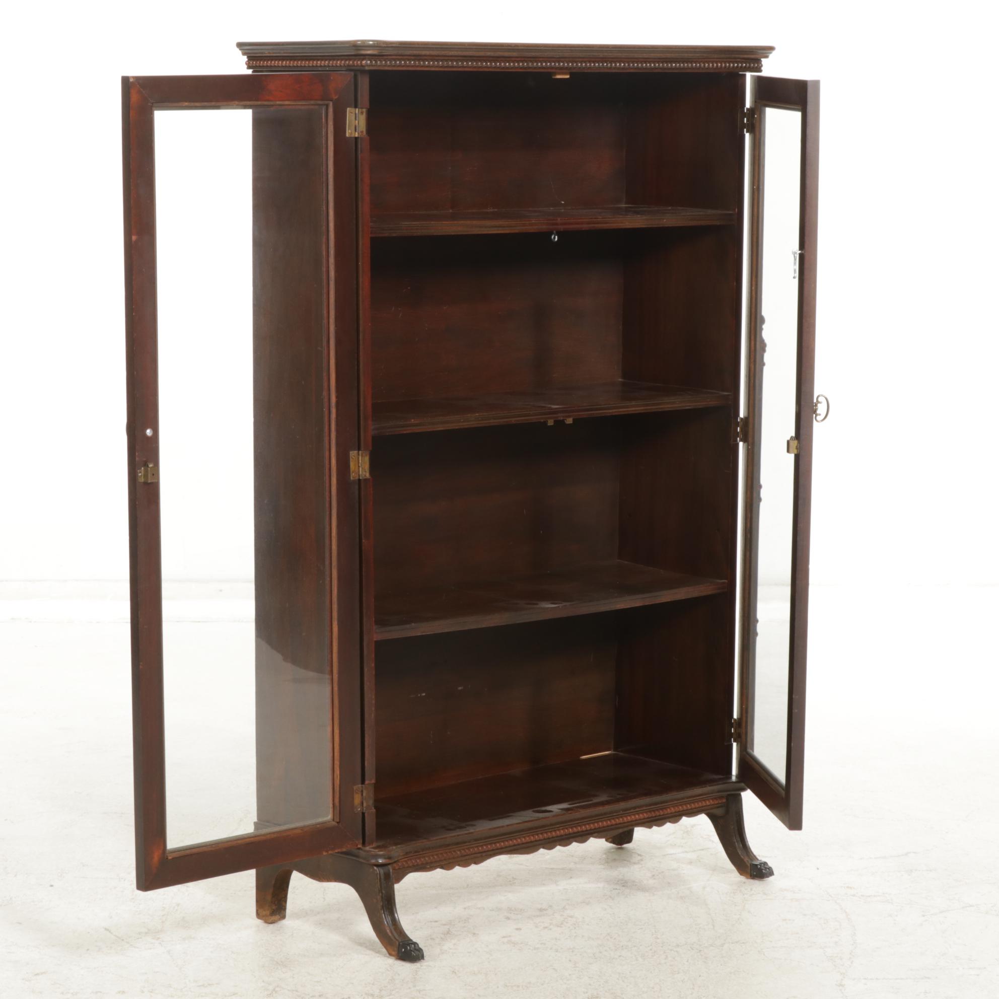 Mahogany Glass Front Bookcase, Early to Mid-20th Century