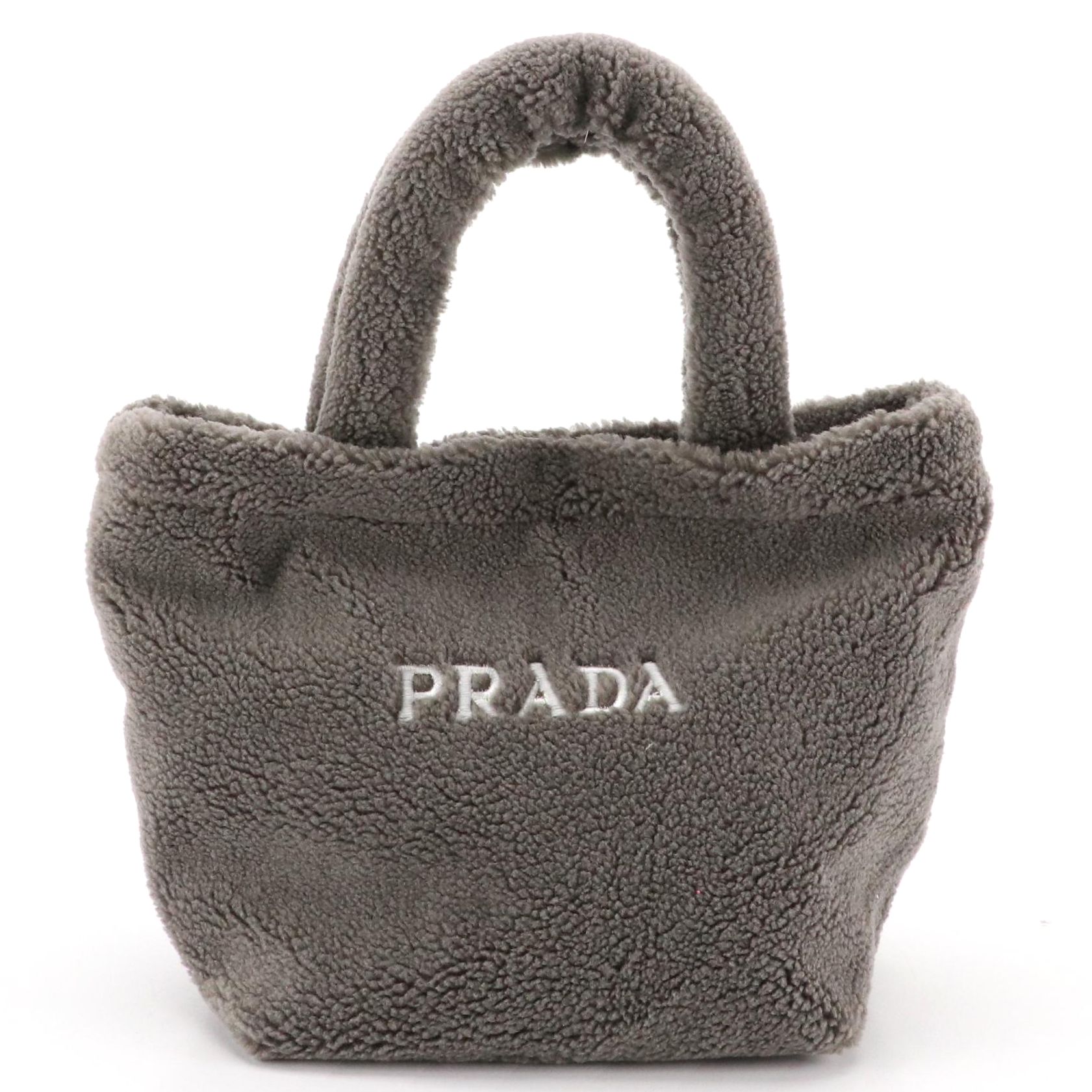 Prada Promotional Signature Fleece Handbag in Grey/White