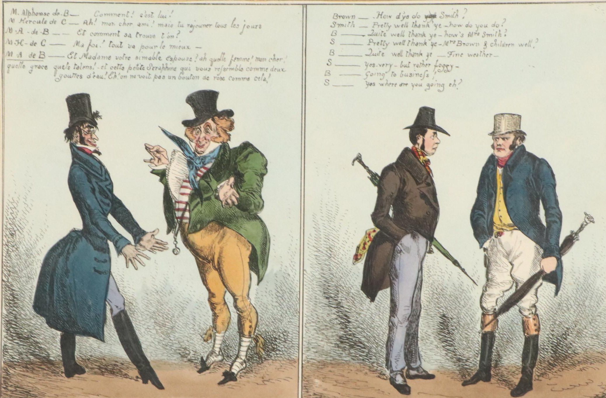 Etching After William Heath "French Salutation / English Salutation"