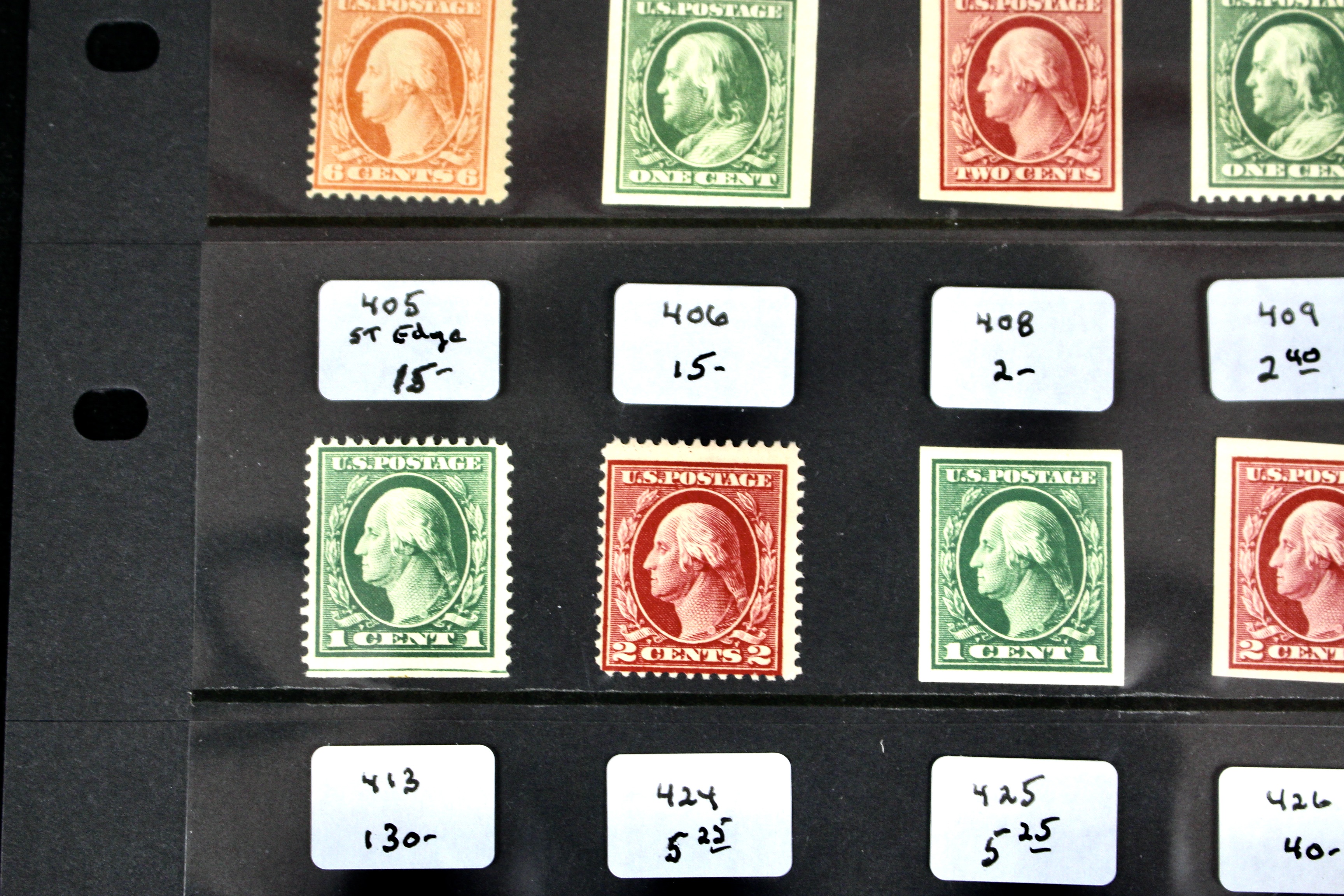 Thirty Early MNH U.S. Washington/Franklin Stamps