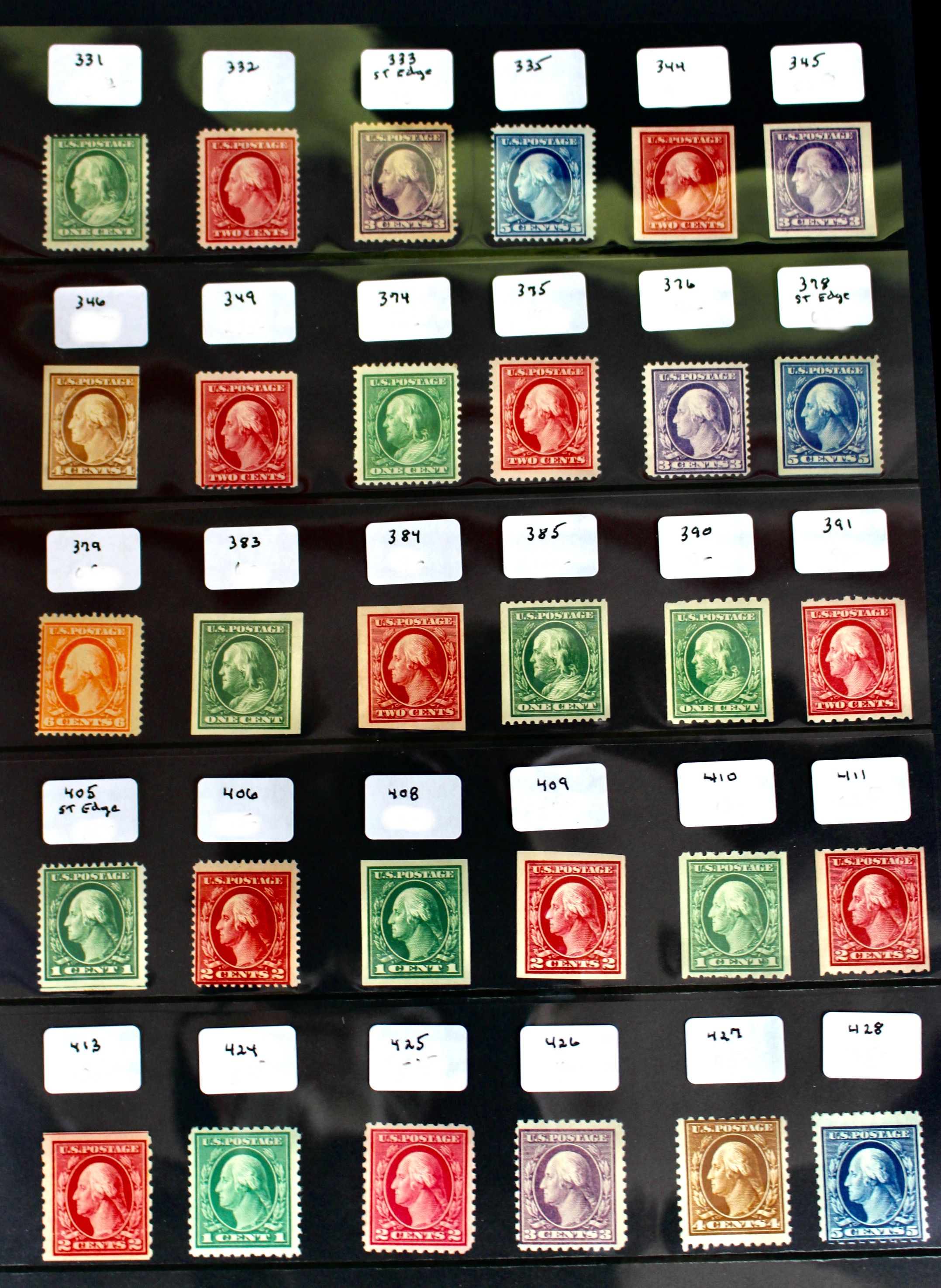 Thirty Early MNH U.S. Washington/Franklin Stamps