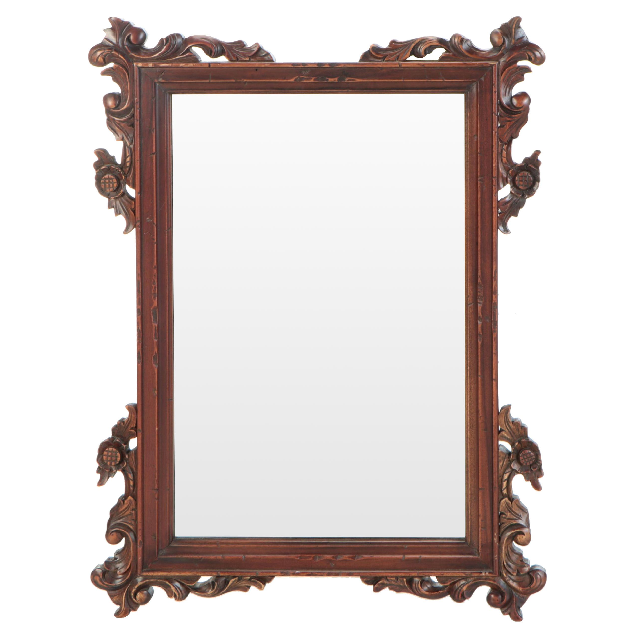 Black Forest Carved Wood Wall Mirror, 20th Century
