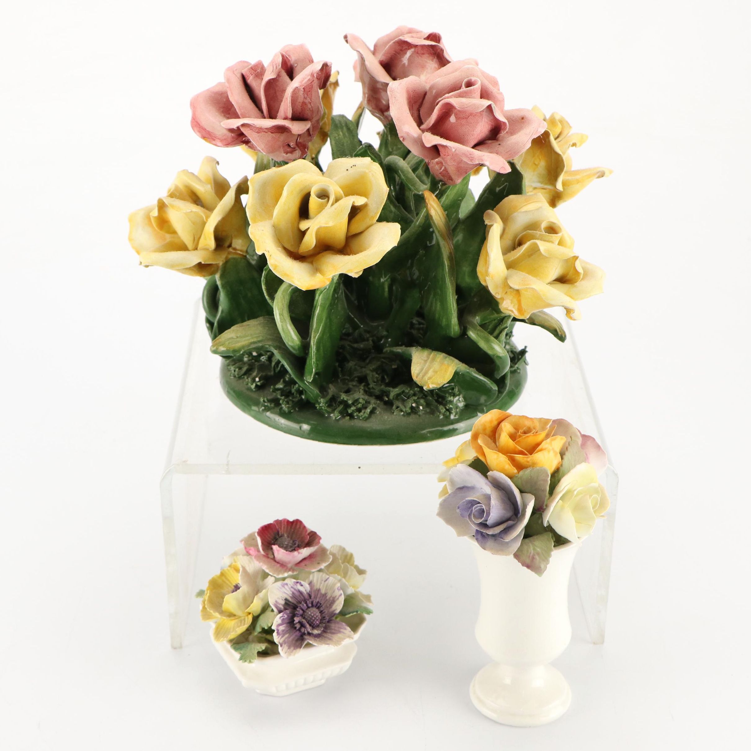 Capodimonte Porcelain Flowers with British Bone China Bouquets