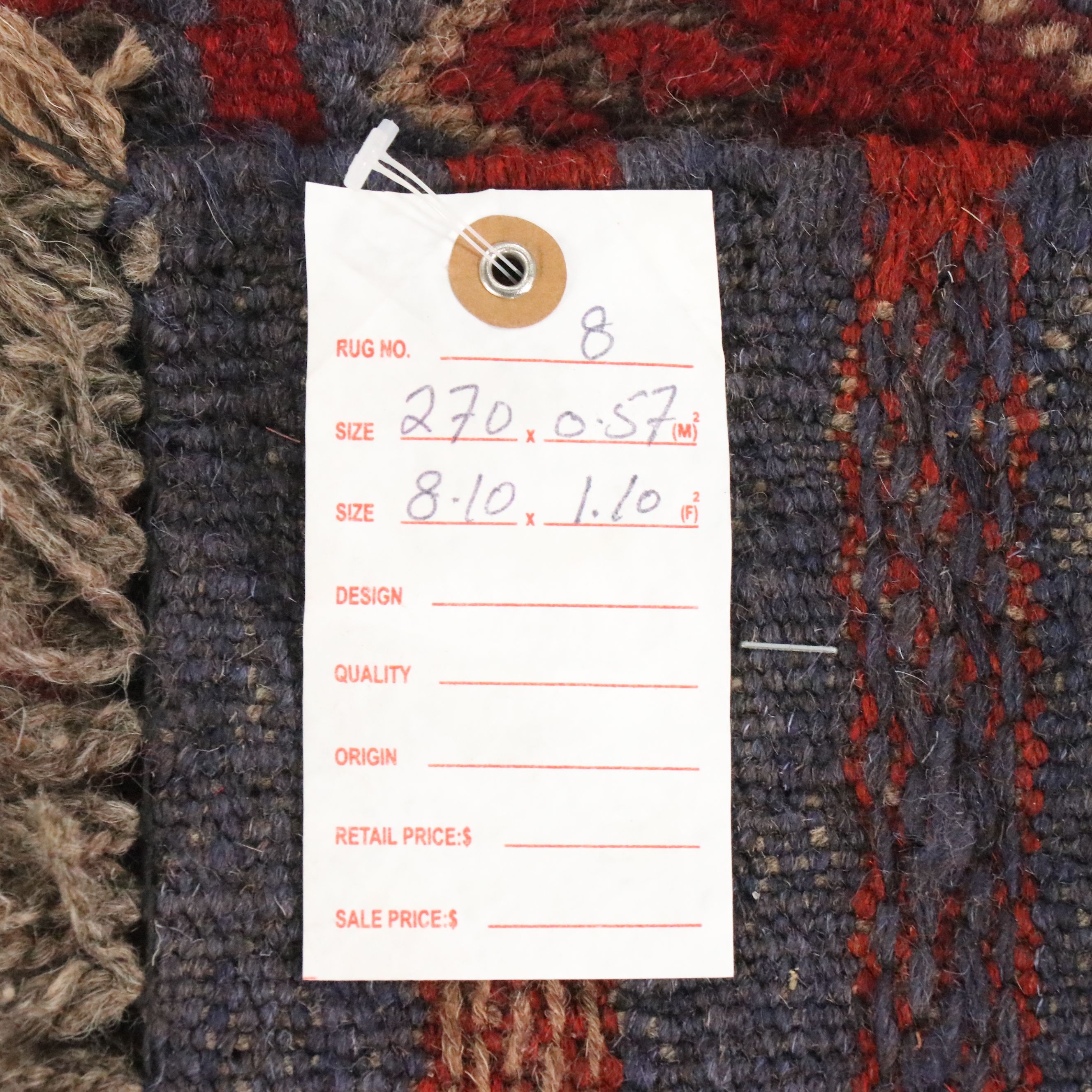 1'11 x 9' Handwoven Afghan Mashwani Carpet Runner