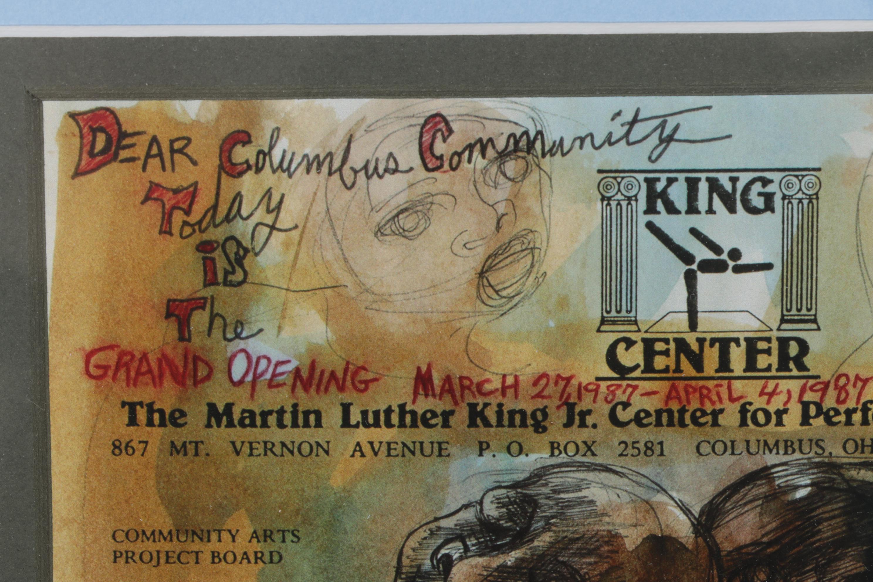 Giclée after Aminah Robinson of MLK Jr. Performing Arts Center Opening, 1987