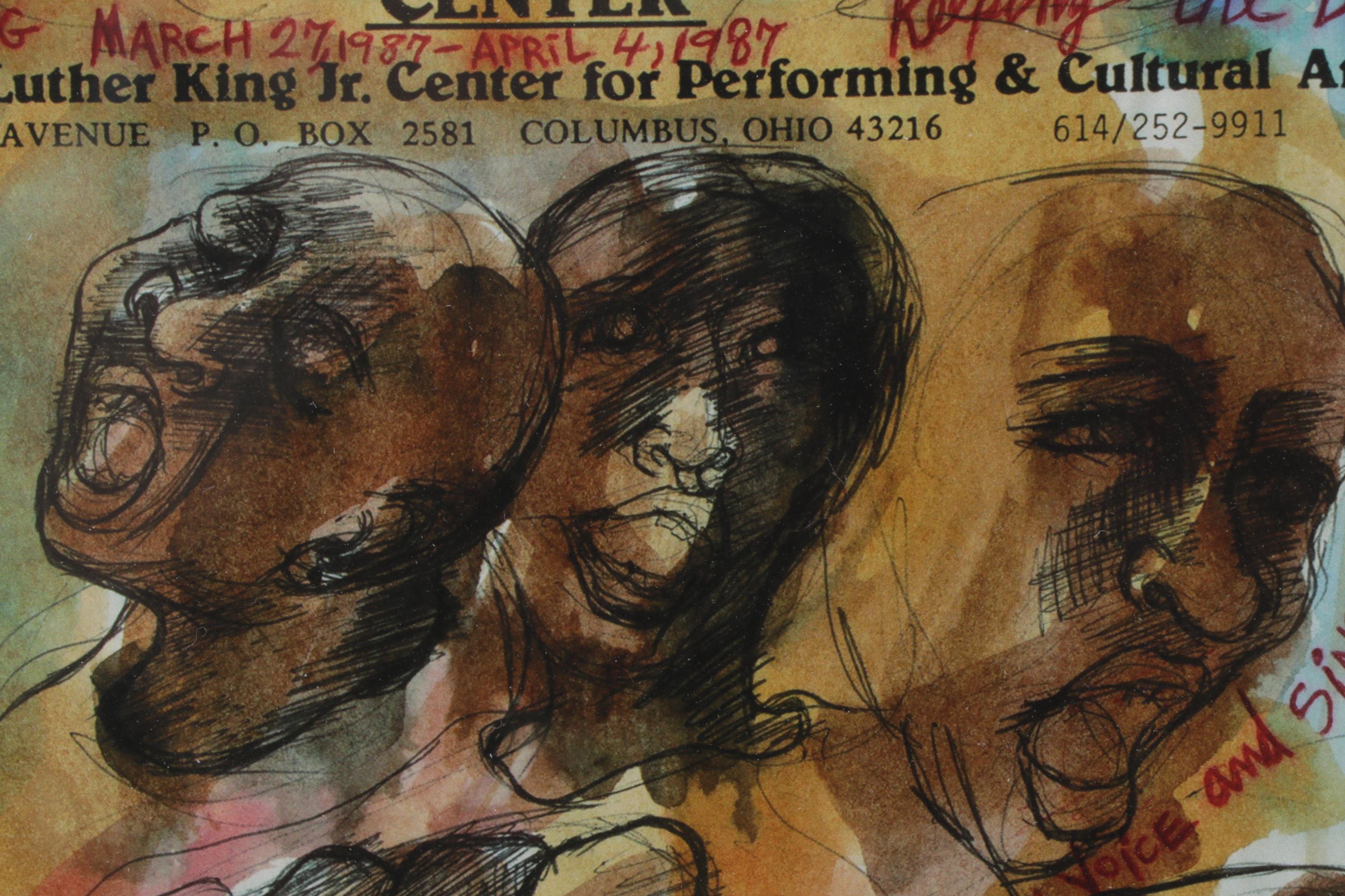 Giclée after Aminah Robinson of MLK Jr. Performing Arts Center Opening, 1987