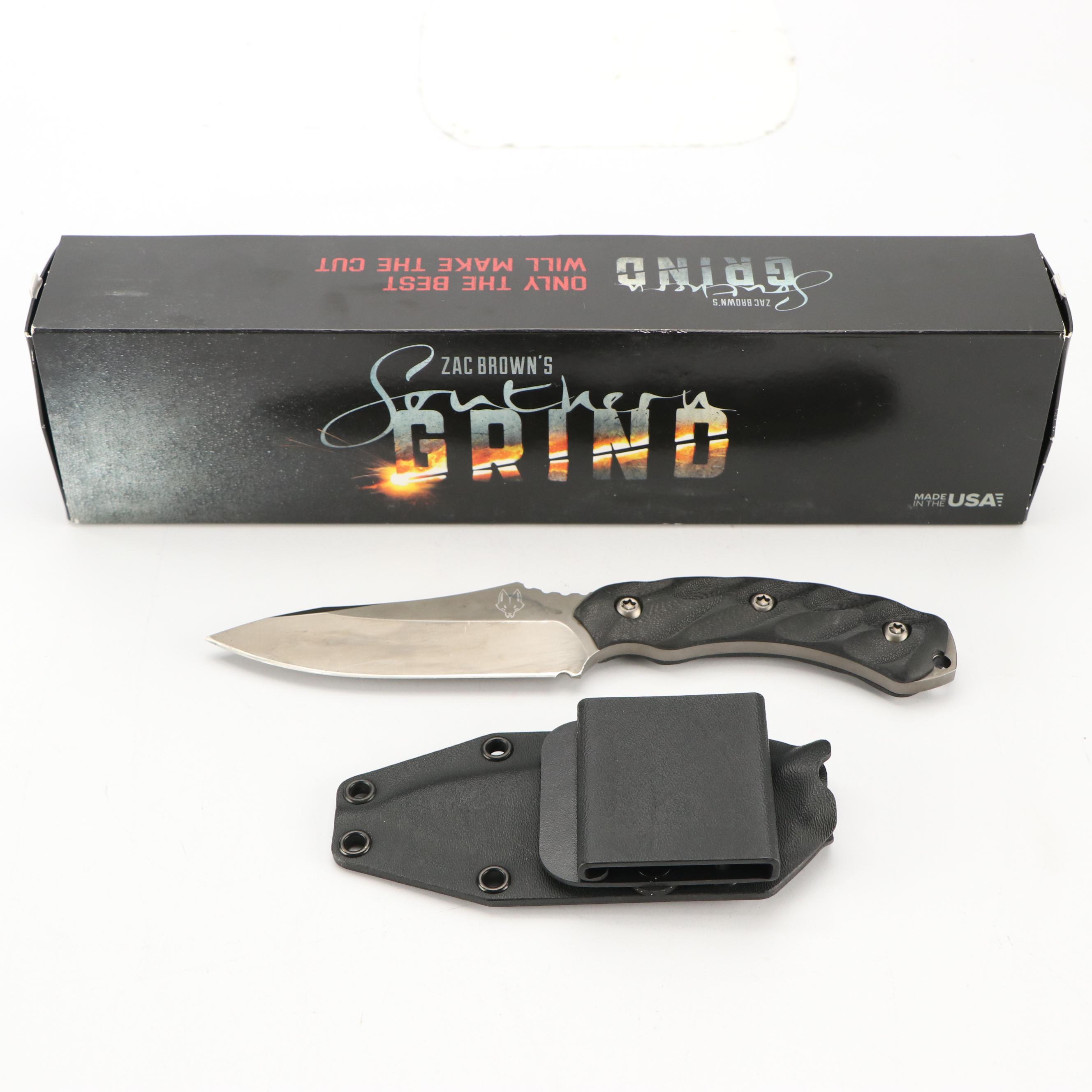 Zac Brown's Southern Grind Steel and Black Handled Fixed Blade Knife
