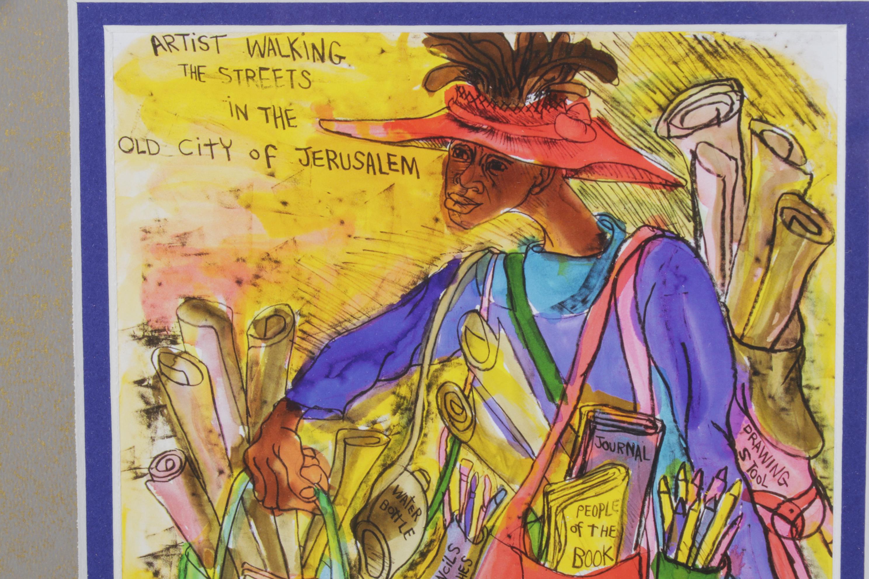Giclée after Aminah Robinson "Artist Walking the Streets...", 1999