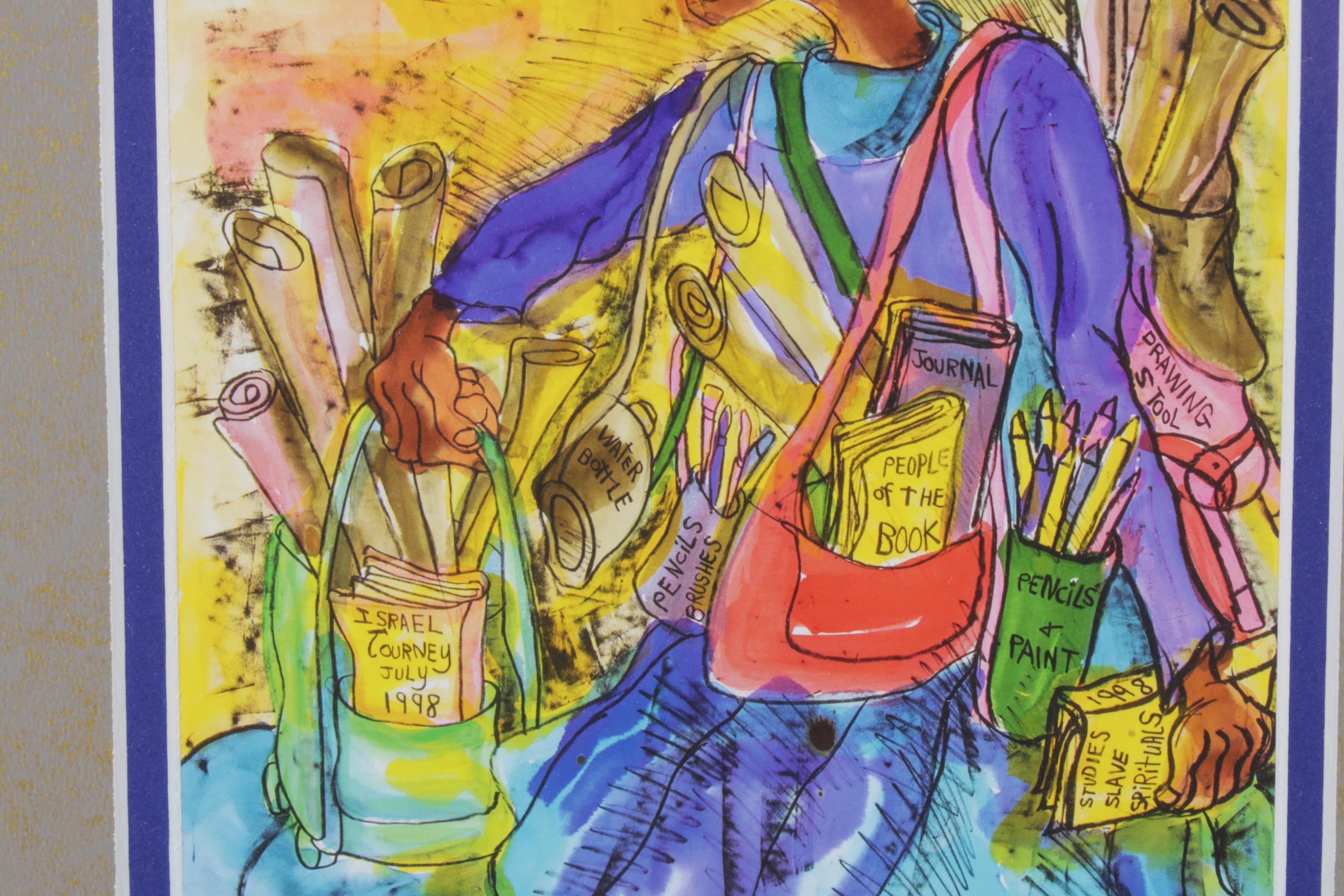 Giclée after Aminah Robinson "Artist Walking the Streets...", 1999