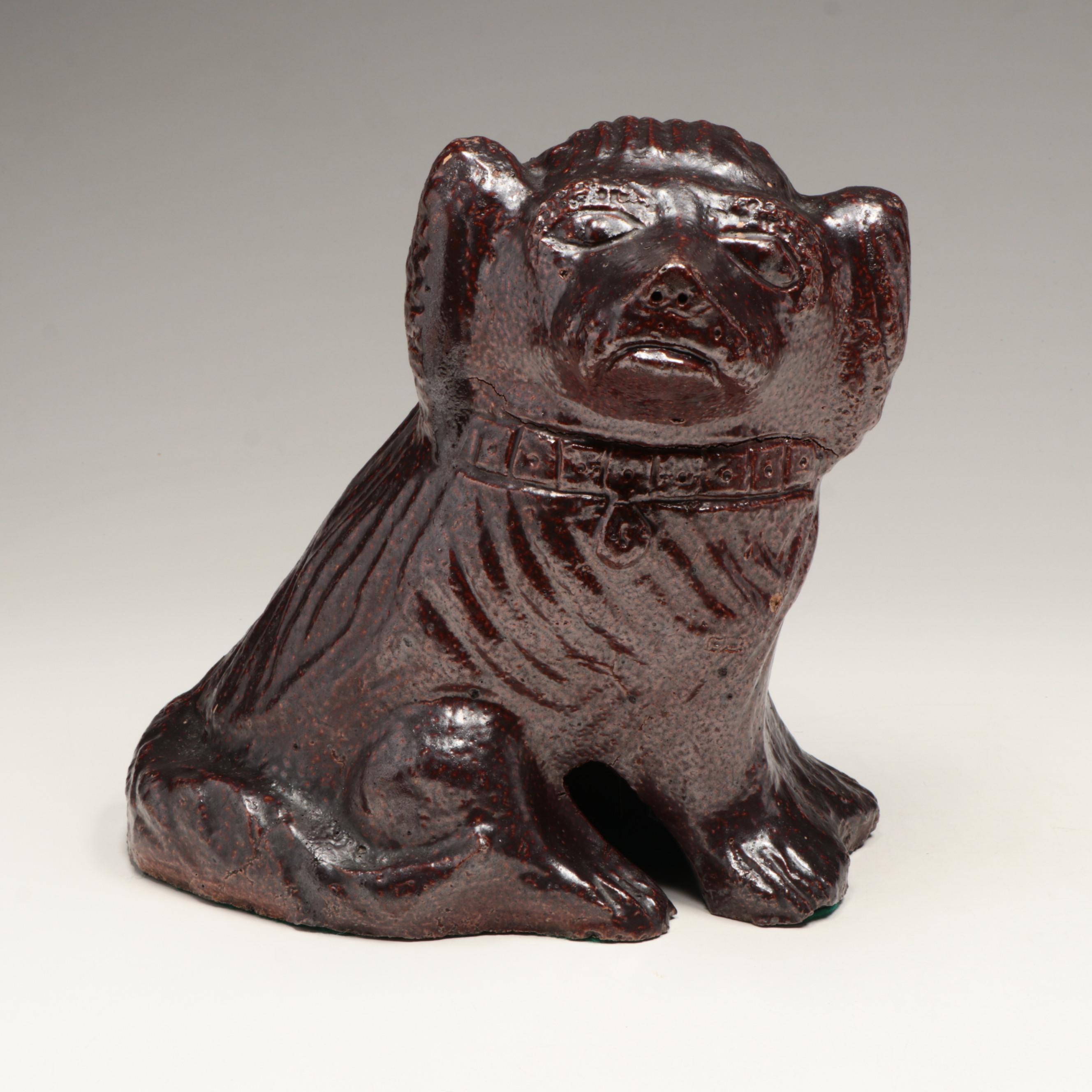 Antique Ohio Pottery Sewer Tile Flat Head Dogs, Late 19th/Early 20th Century