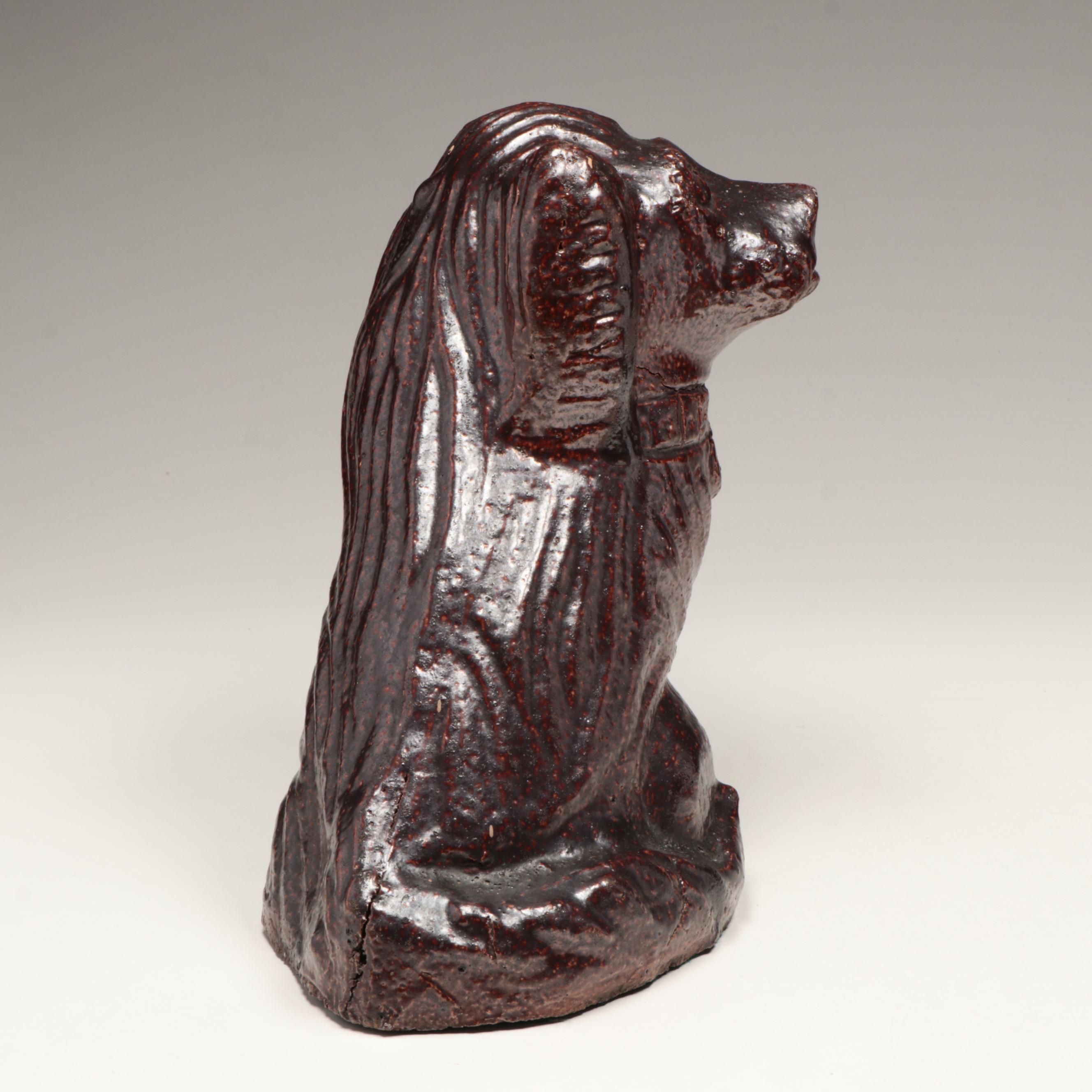 Antique Ohio Pottery Sewer Tile Flat Head Dogs, Late 19th/Early 20th Century