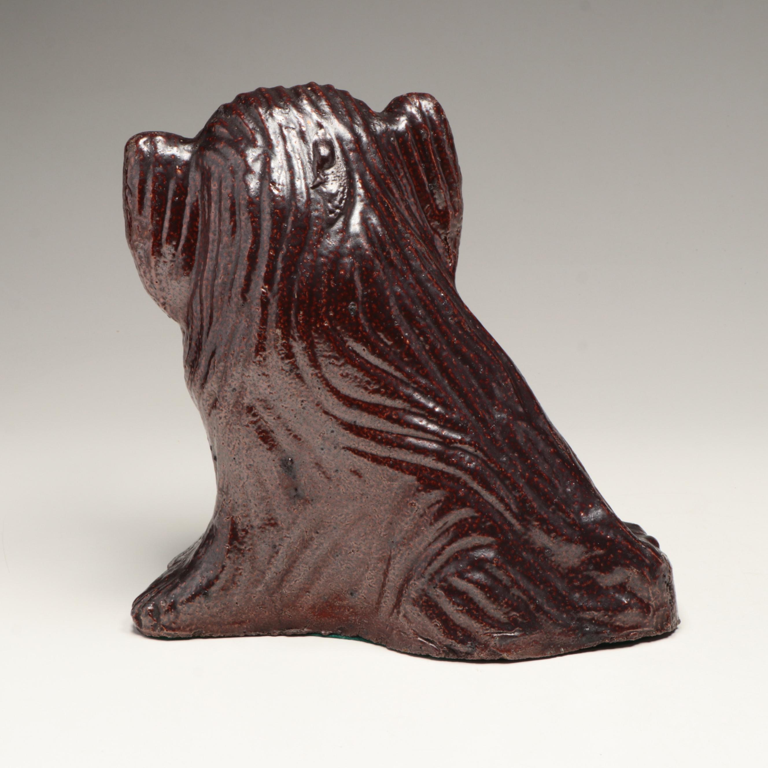 Antique Ohio Pottery Sewer Tile Flat Head Dogs, Late 19th/Early 20th Century