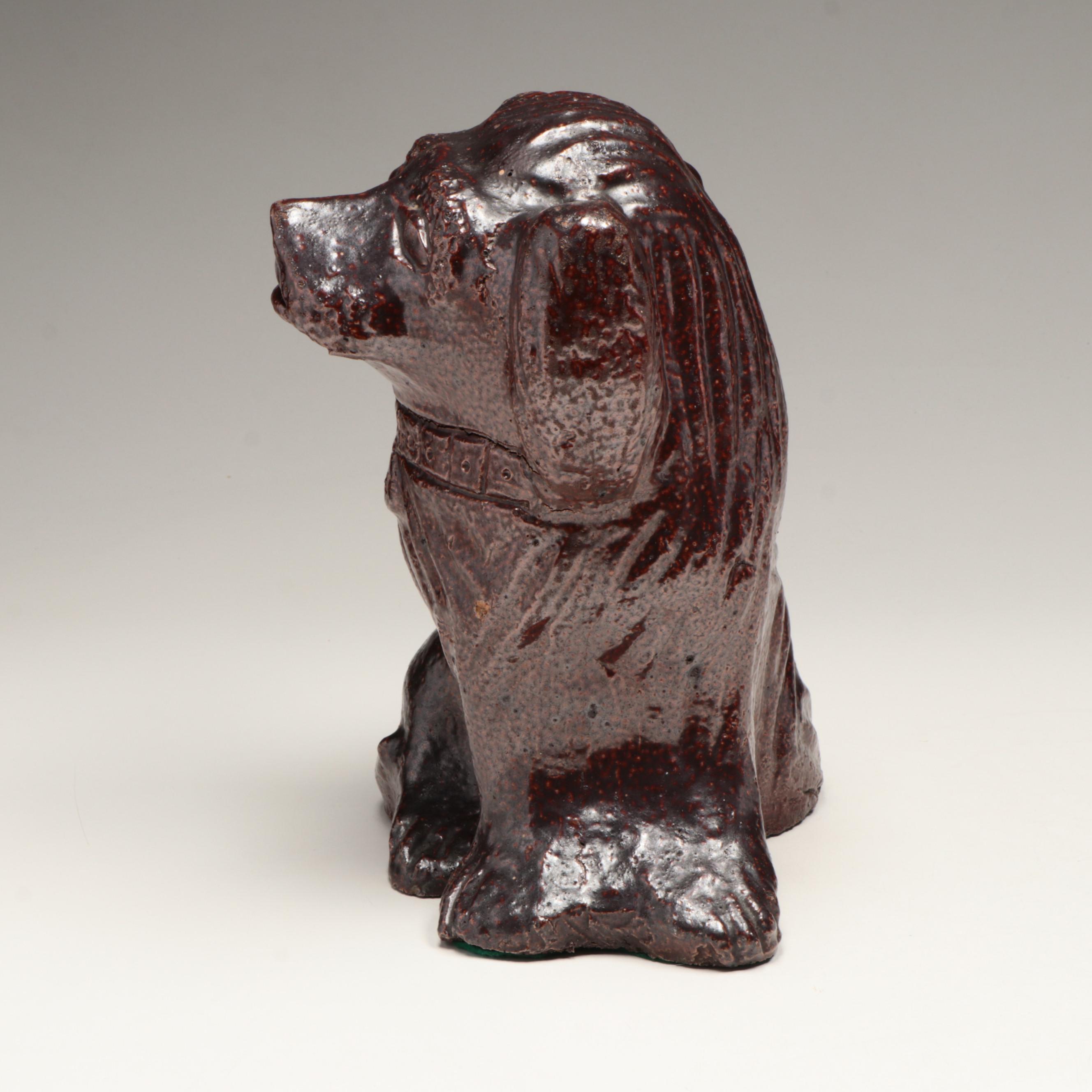 Antique Ohio Pottery Sewer Tile Flat Head Dogs, Late 19th/Early 20th Century