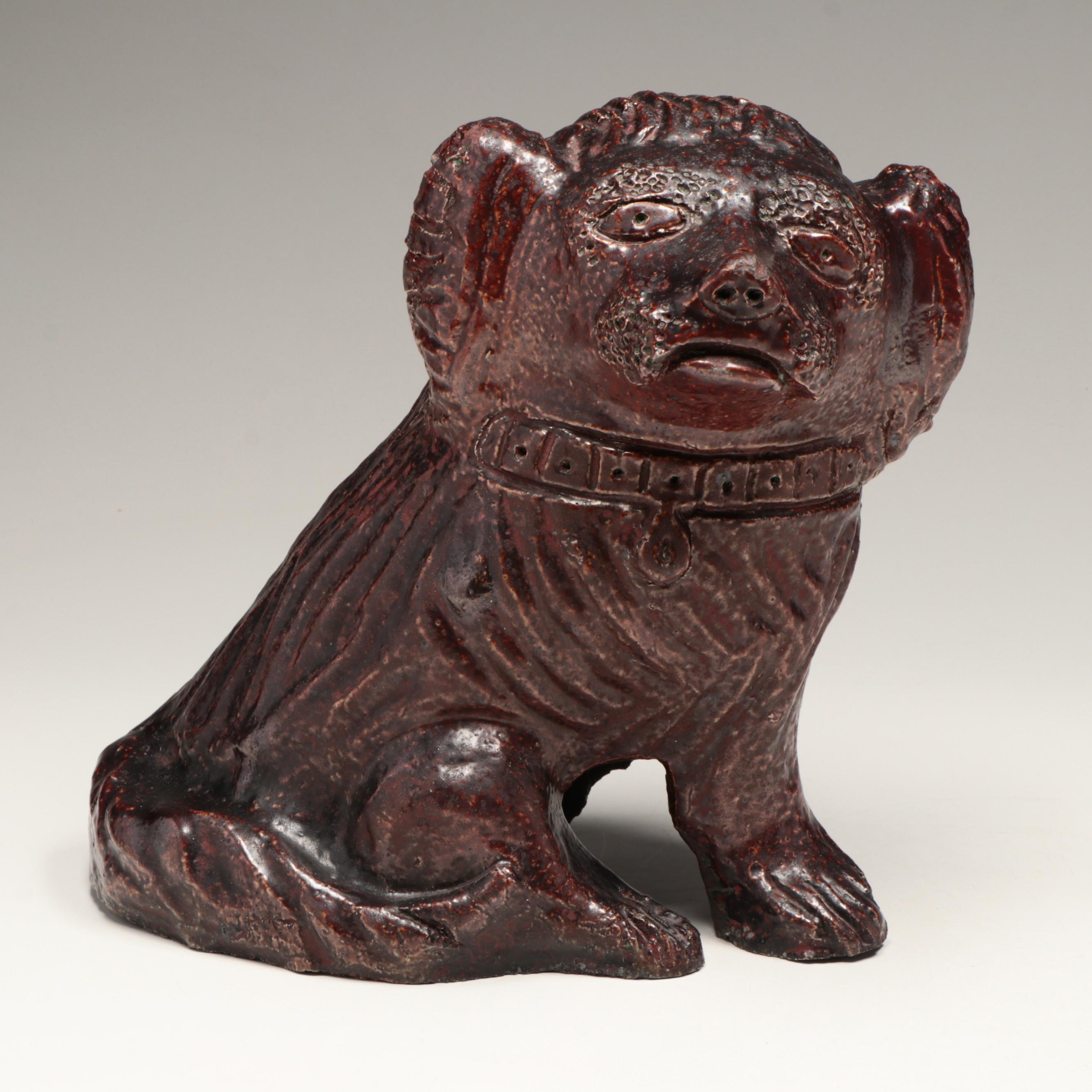 Antique Ohio Pottery Sewer Tile Flat Head Dogs, Late 19th/Early 20th Century