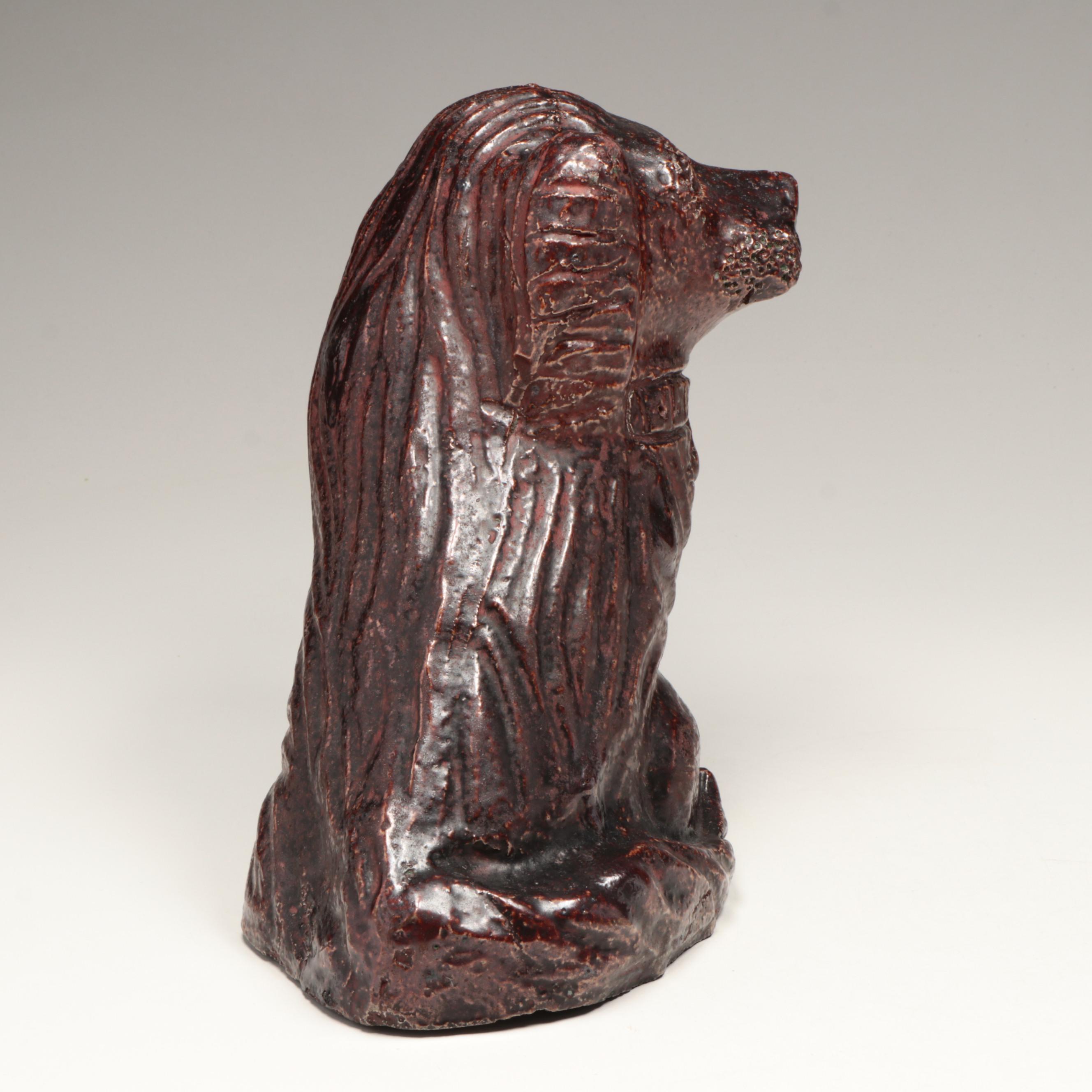 Antique Ohio Pottery Sewer Tile Flat Head Dogs, Late 19th/Early 20th Century