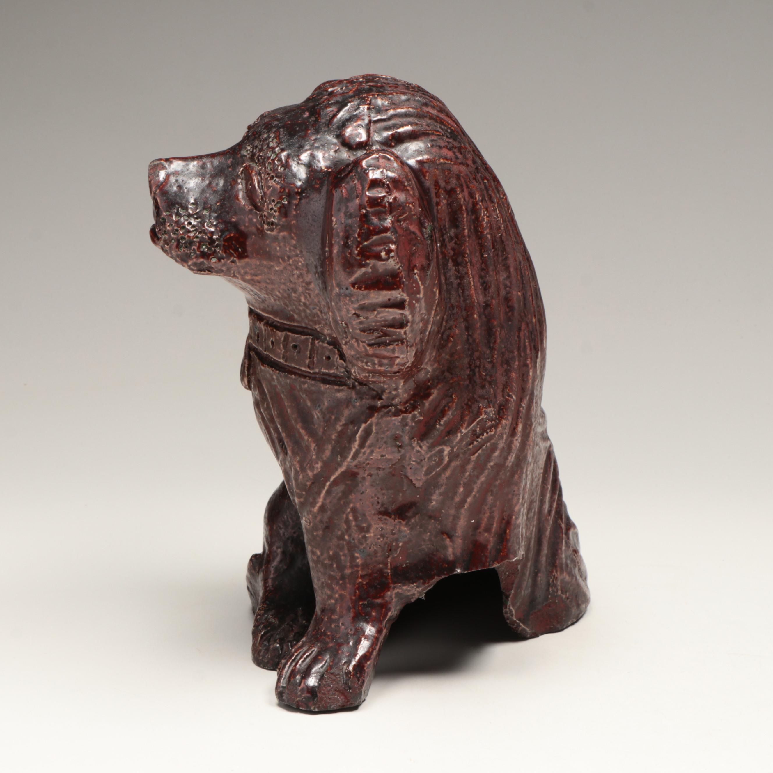 Antique Ohio Pottery Sewer Tile Flat Head Dogs, Late 19th/Early 20th Century