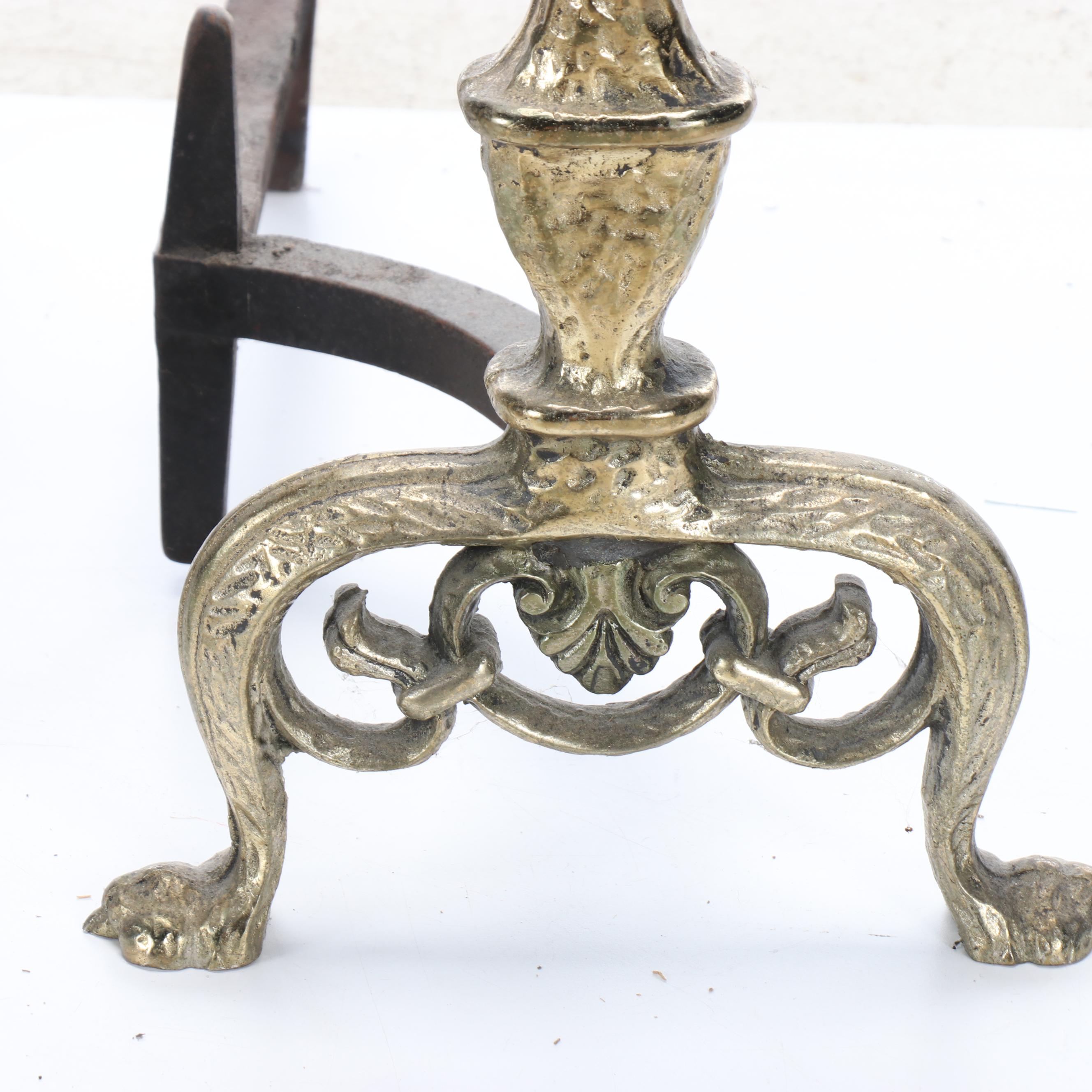 Pair of French Style Cast Iron Claw-Footed Andirons
