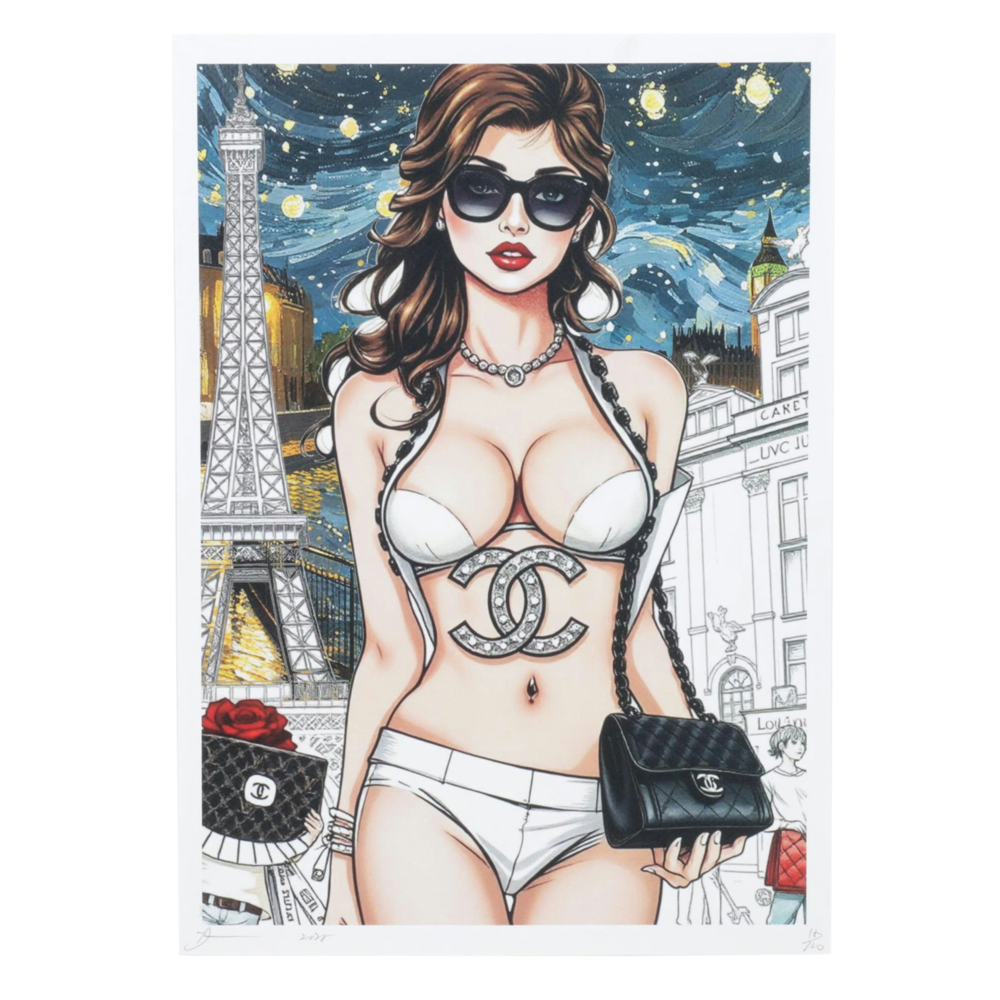 Death NYC Pop Art Graphic Print Homage to Chanel & Van Gogh, 2025