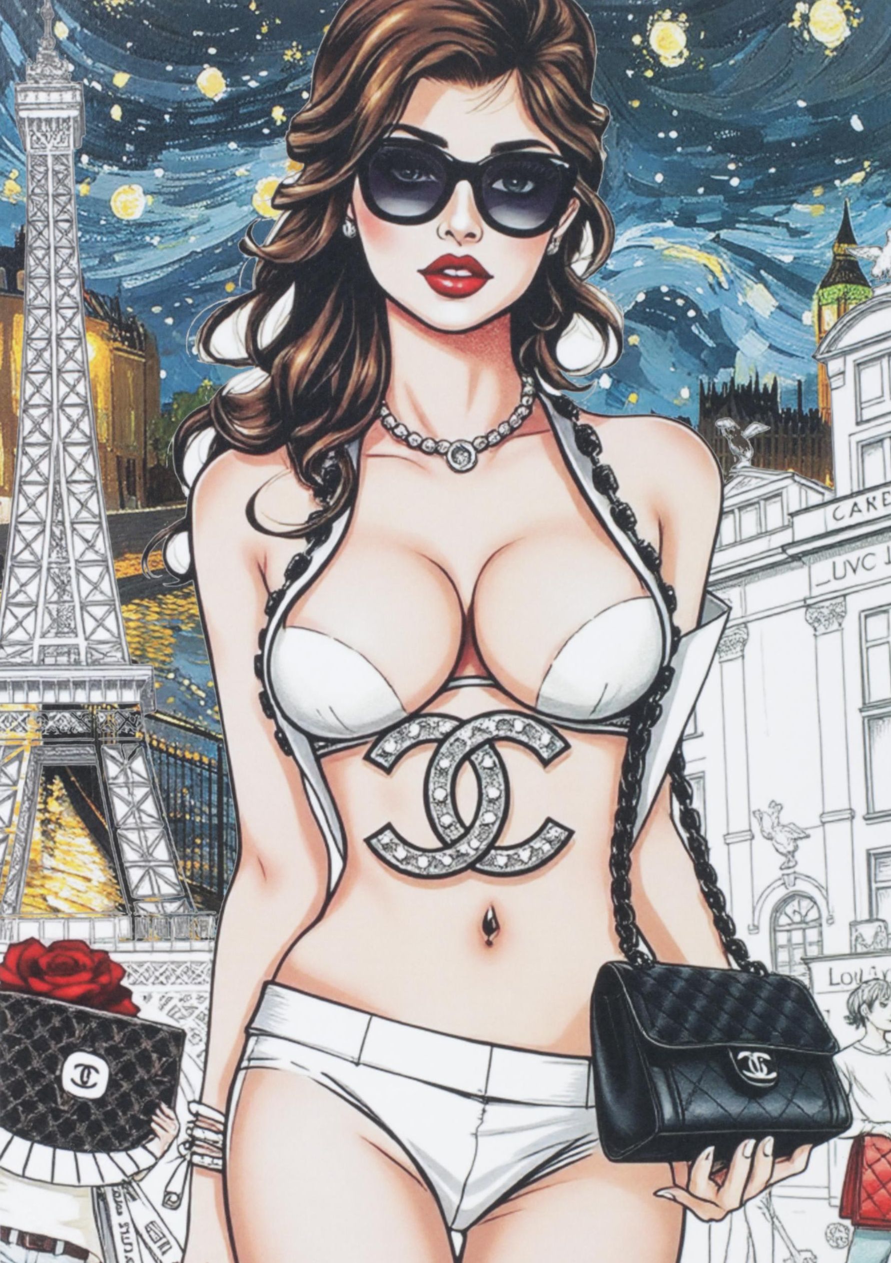Death NYC Pop Art Graphic Print Homage to Chanel & Van Gogh, 2025