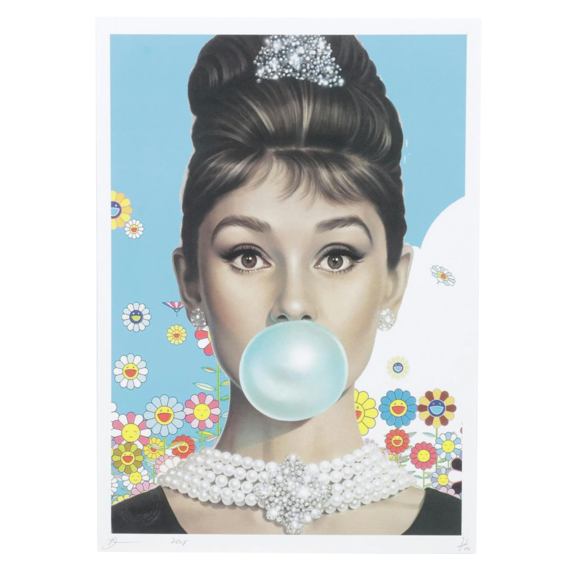 Death NYC Pop Art Graphic Print Homage to Murakami & Audrey Hepburn, 2025