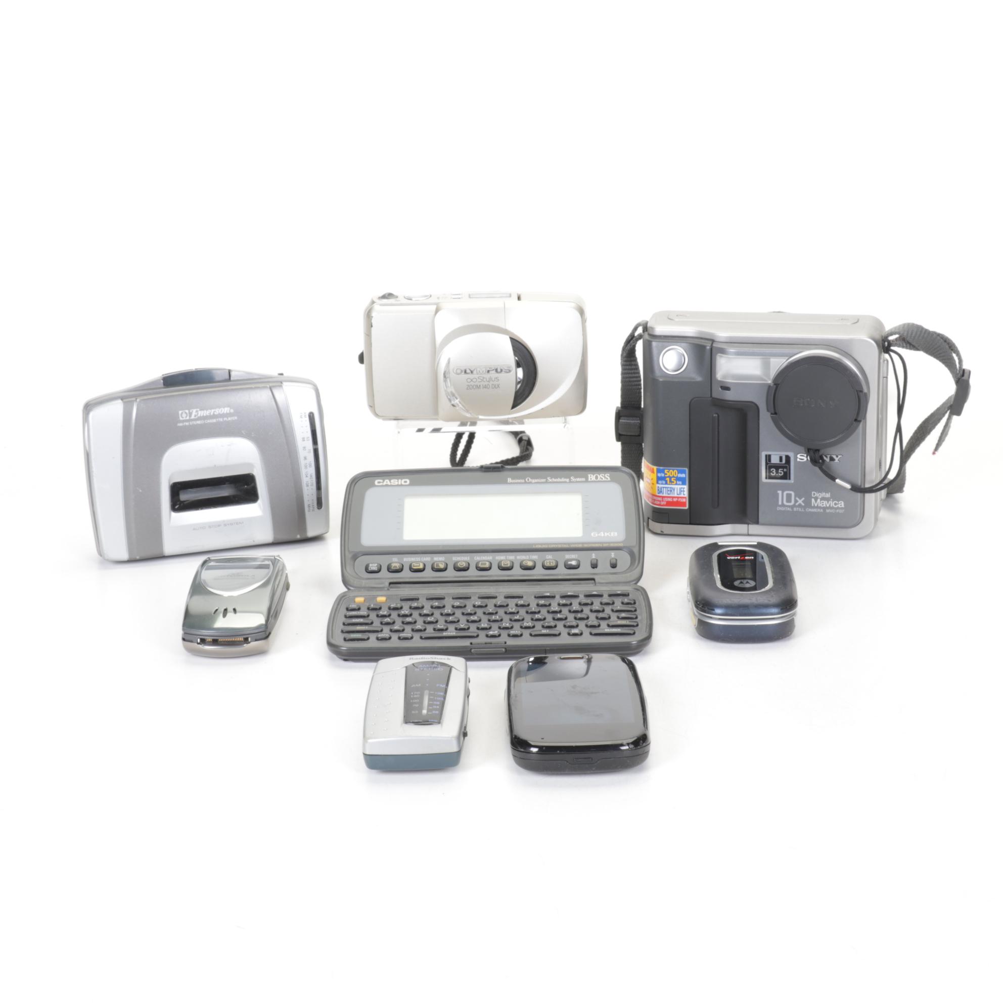 Olympus Stylus with Sony MVC-FD7 Camera, Cassette Player, Motorola Phones & More