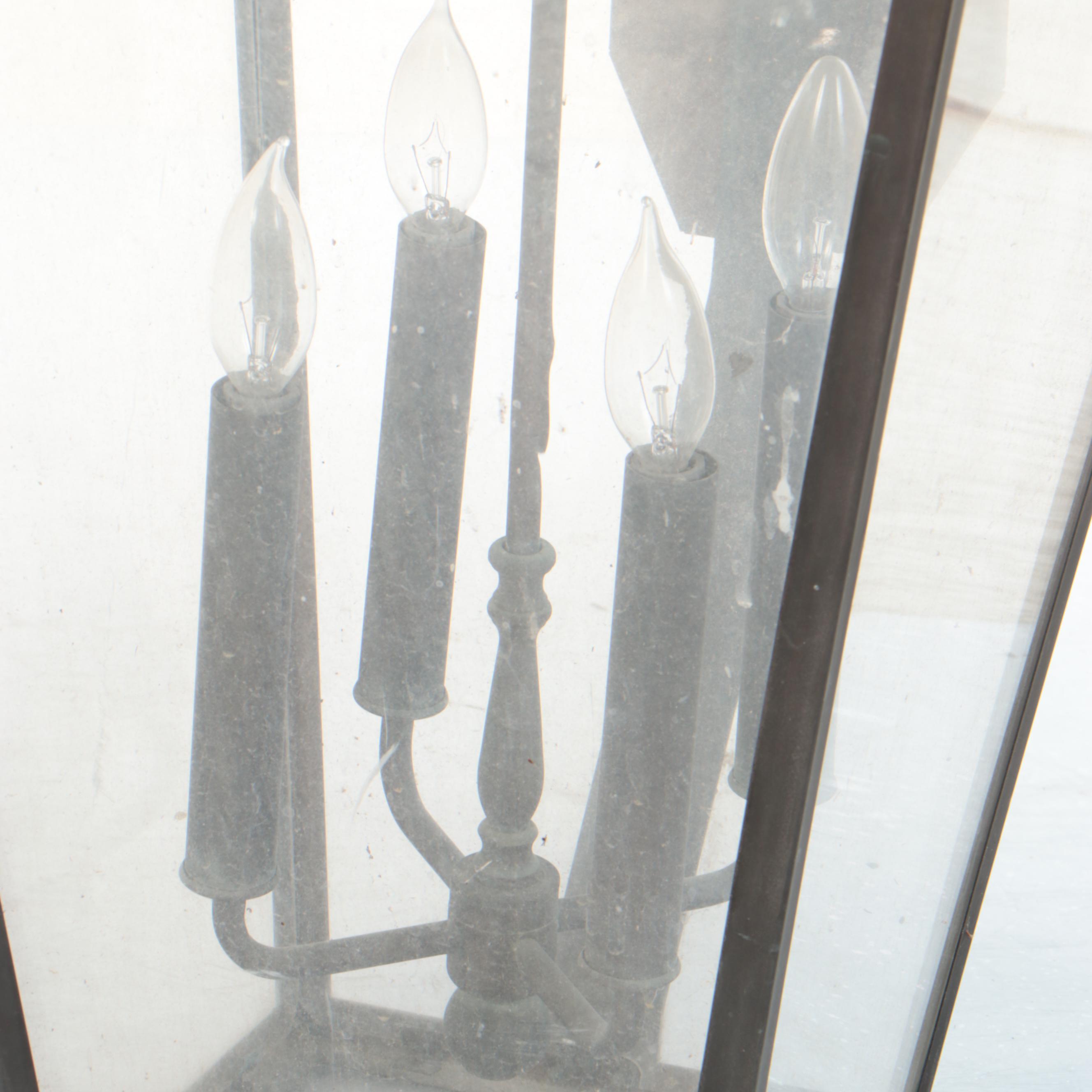 Pair of Oversized Copper and Metal Carriage Lantern Wall Lights