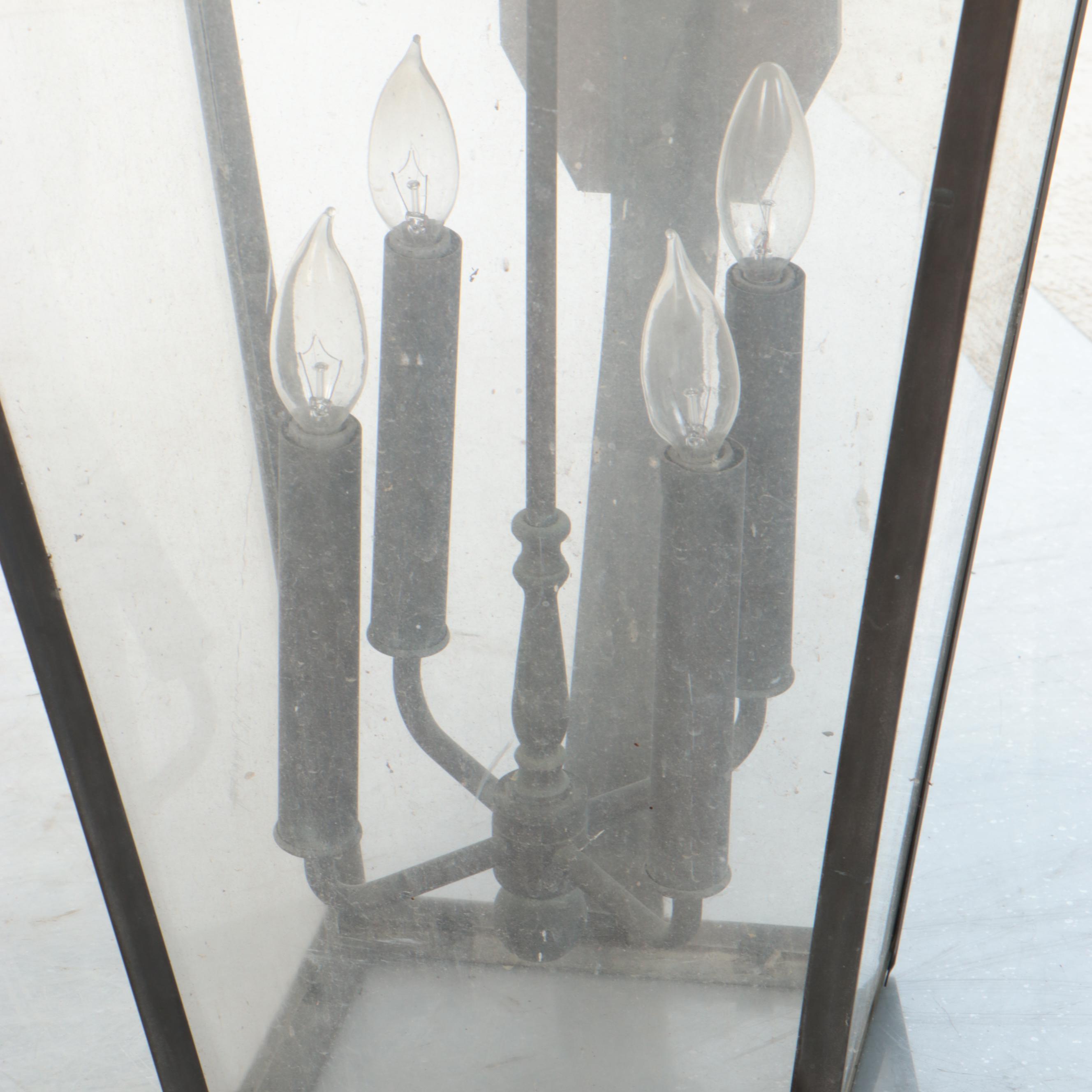 Pair of Oversized Copper and Metal Carriage Lantern Wall Lights