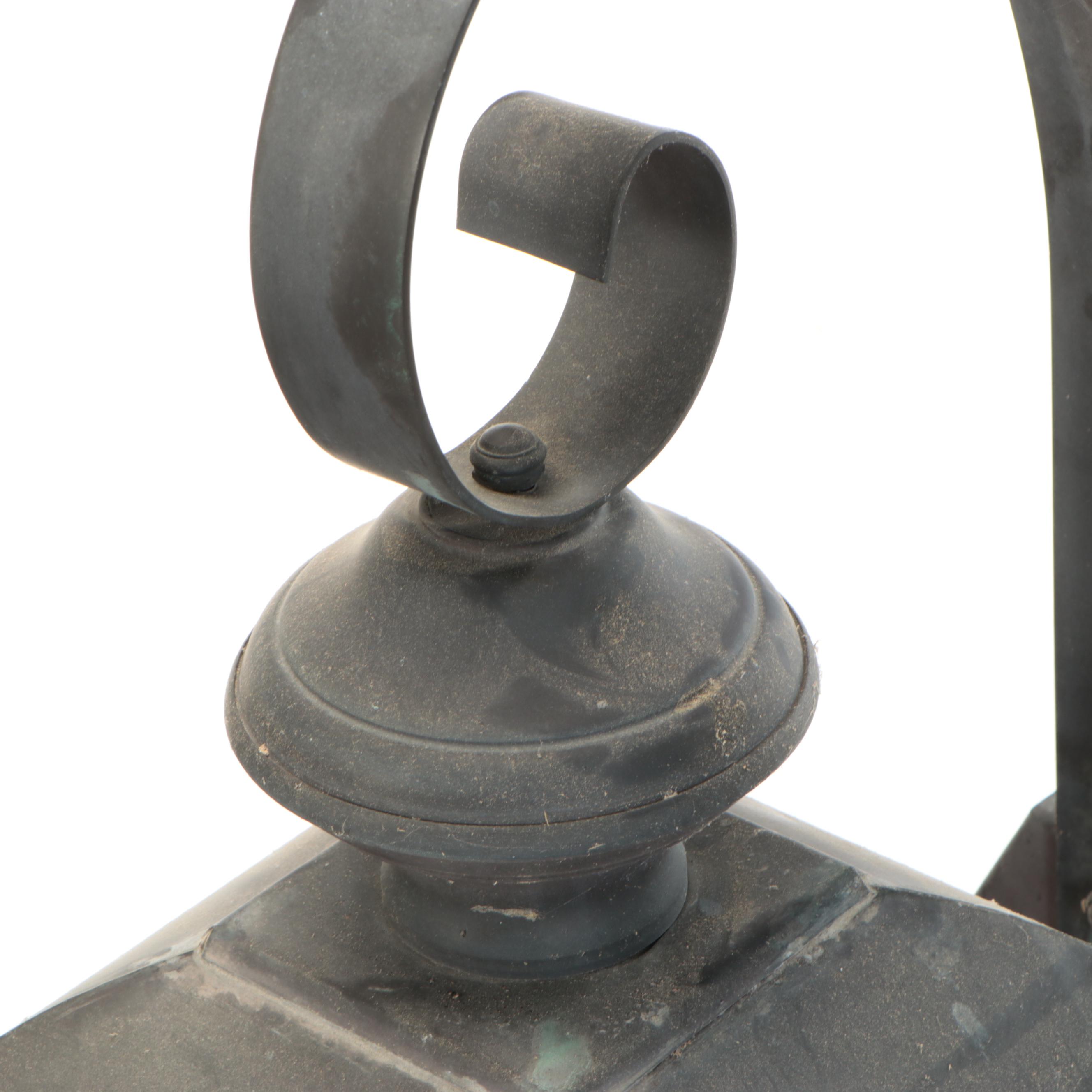 Pair of Oversized Copper and Metal Carriage Lantern Wall Lights