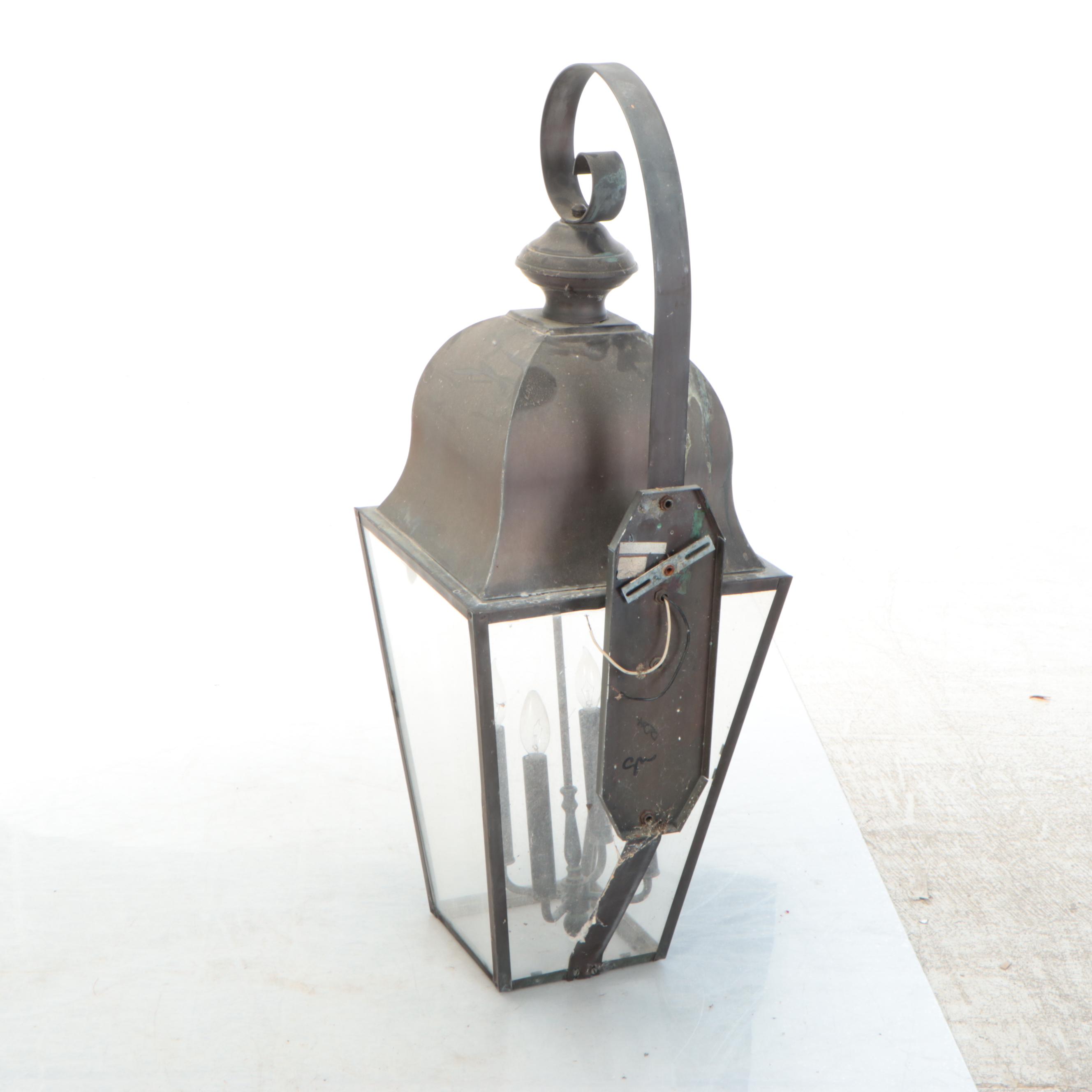 Pair of Oversized Copper and Metal Carriage Lantern Wall Lights