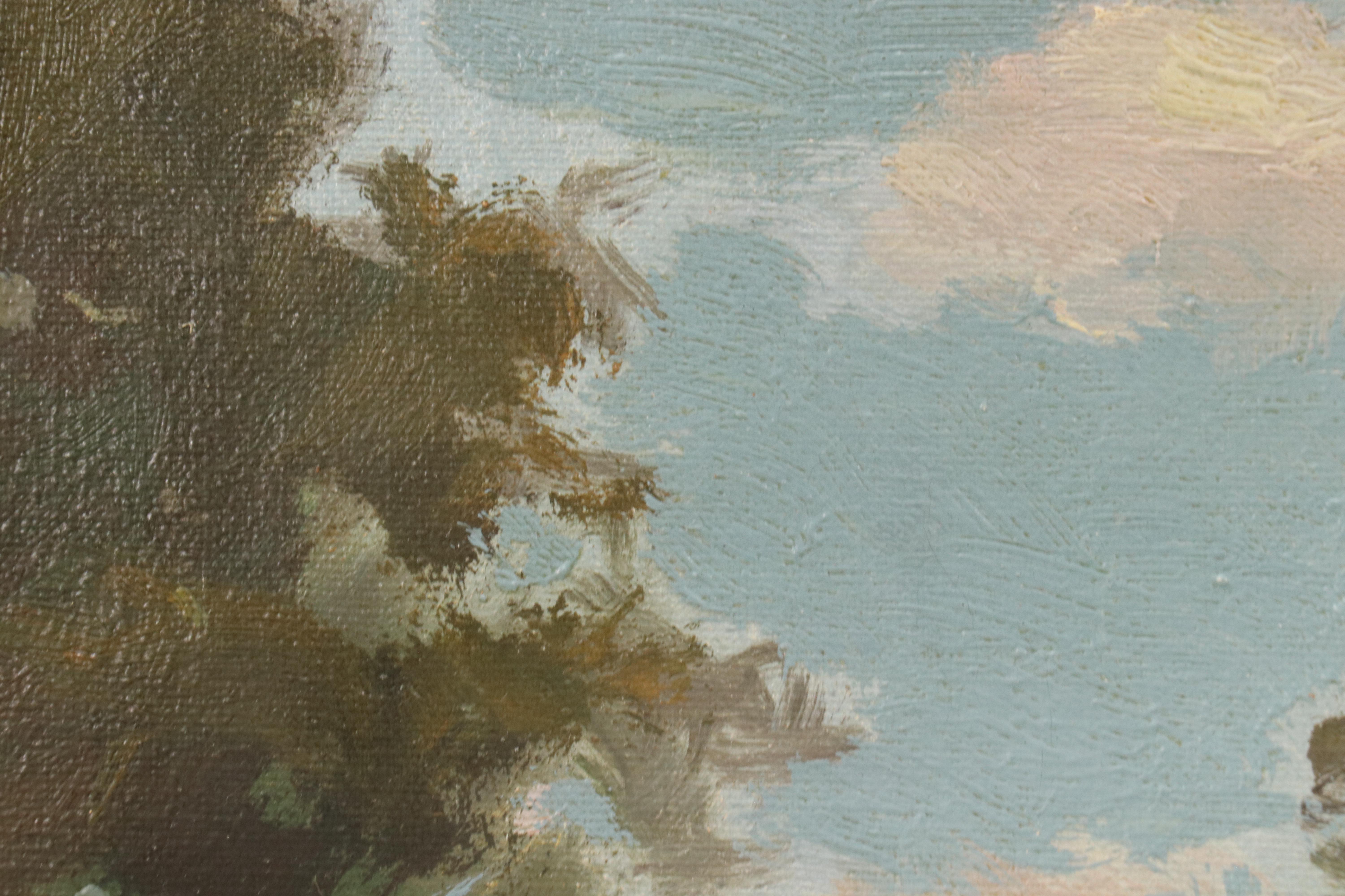 Charles Alfred Meurer Landscape Oil Painting "Ducks on Pond," 1941