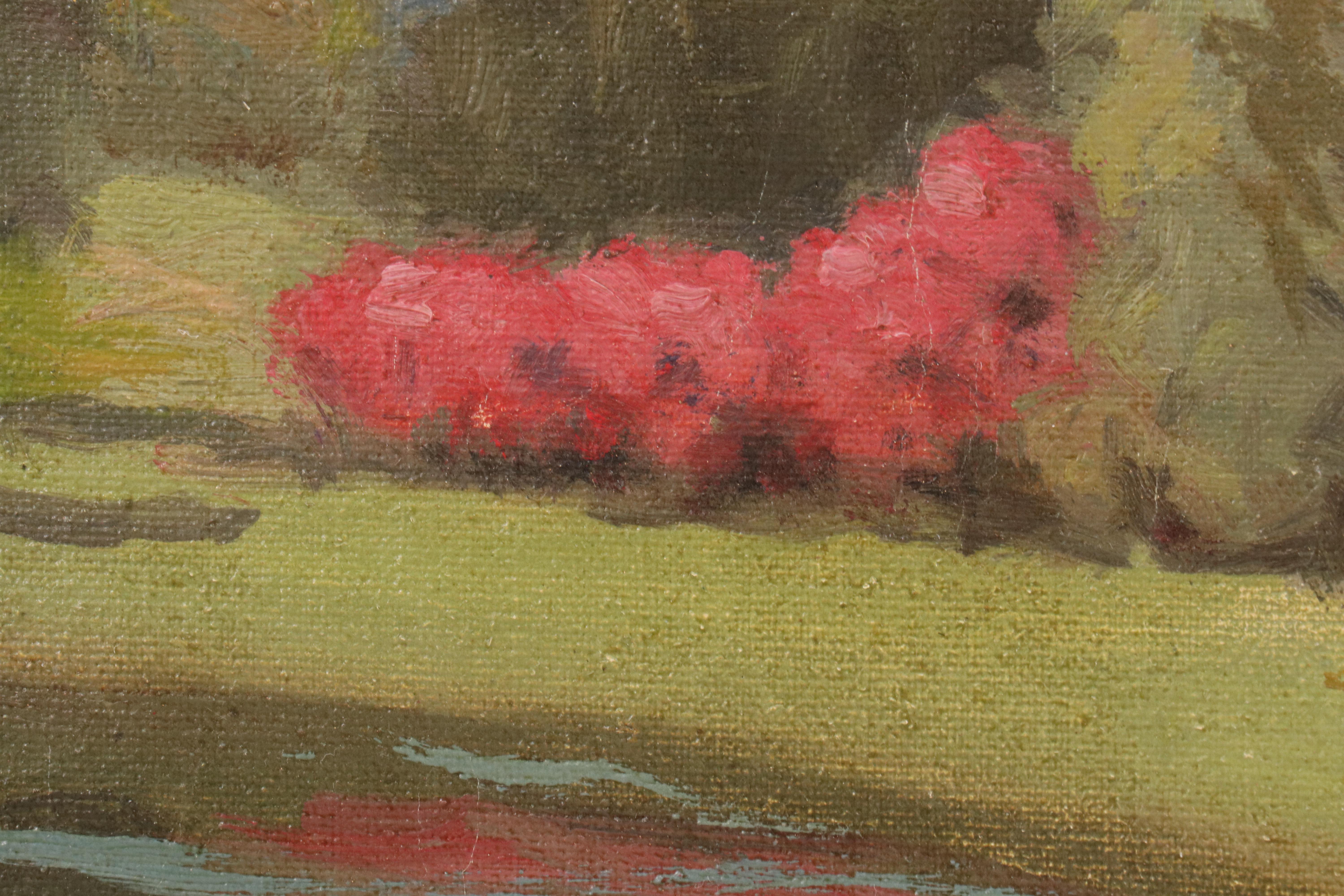 Charles Alfred Meurer Landscape Oil Painting "Ducks on Pond," 1941